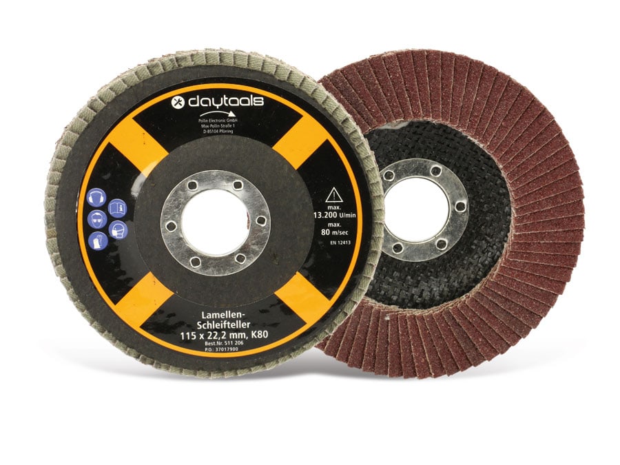 DAYTOOLS Lamellen-Schleifteller, 115 mm, Körnung 80, 5 Stück DAYTOOLS Lamellen-Schleifteller, 115 mm, Körnung 80, 5 Stück
