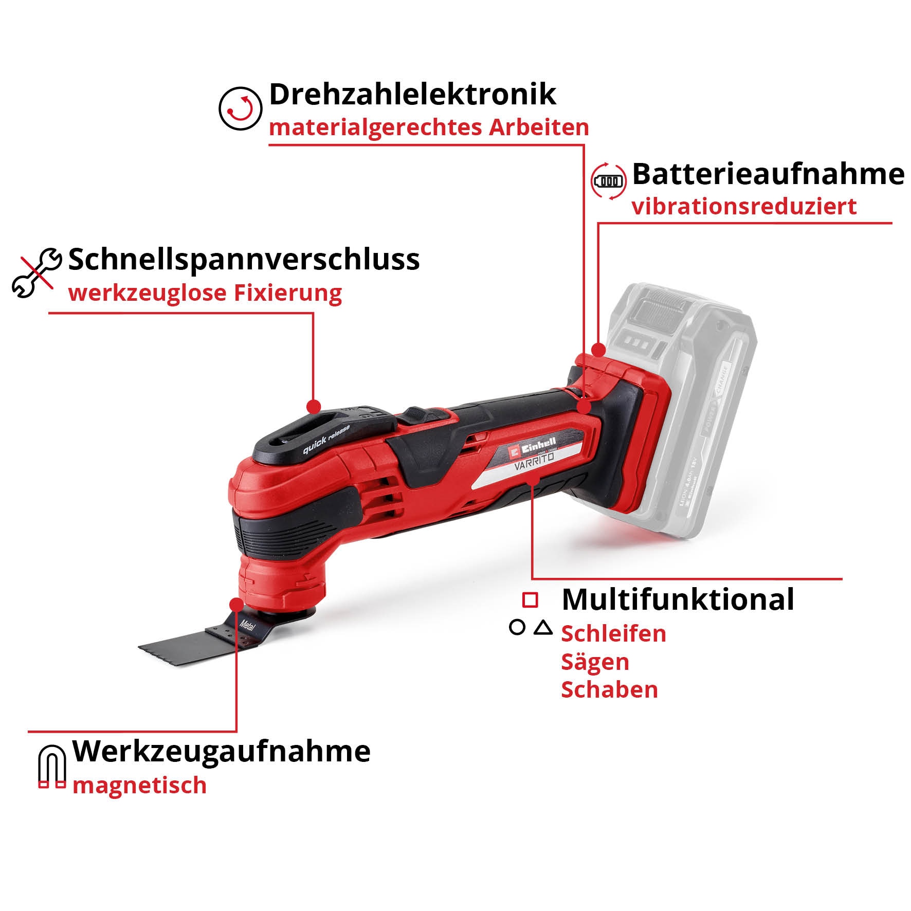 EINHELL Akku-Multifunktionswerkzeug VARRITO 18 Li Kit (1x 4,0 Ah) EINHELL Akku-Multifunktionswerkzeug VARRITO 18 Li Kit (1x 4,0 Ah)