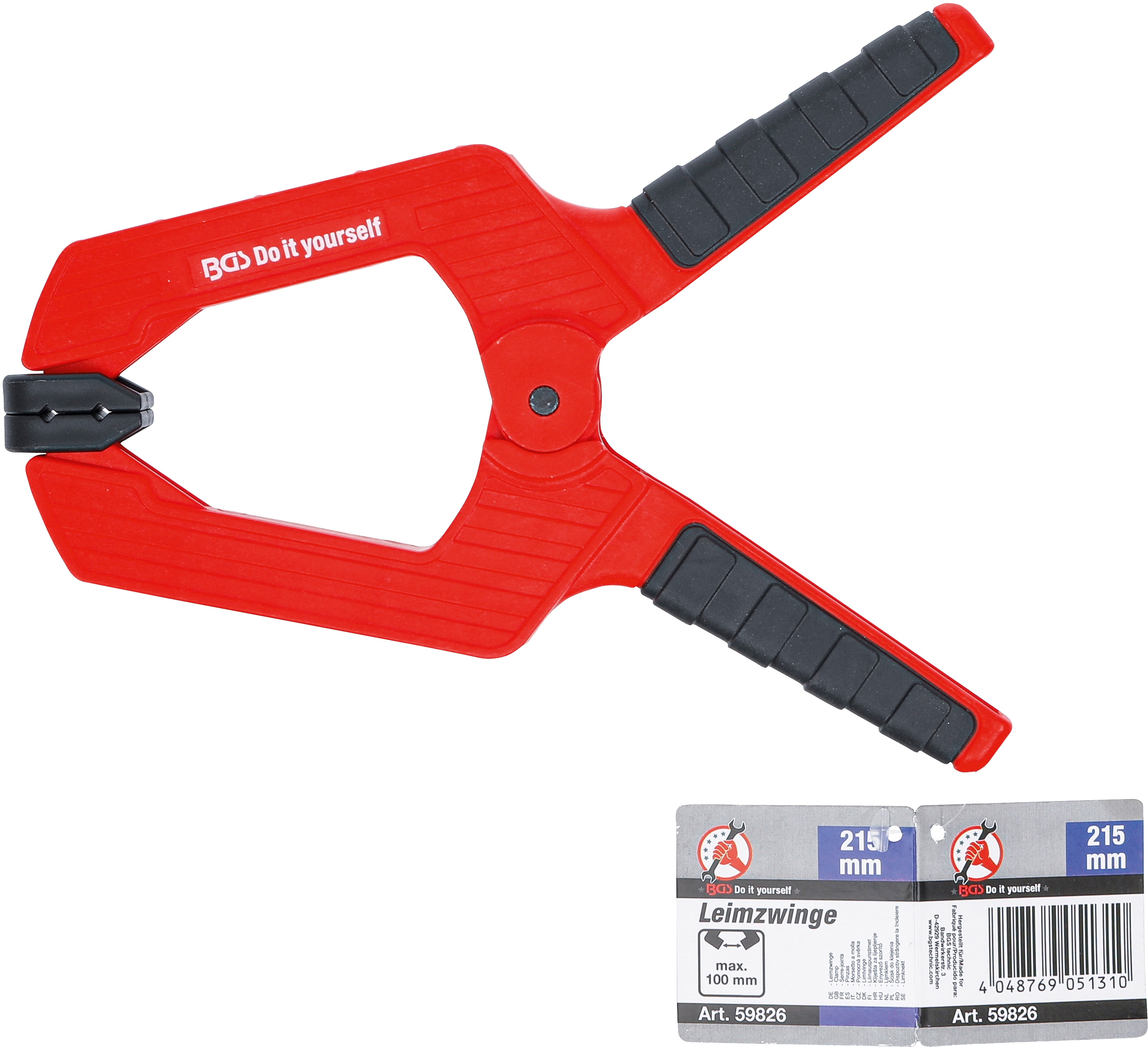 BGS TECHNIC Leimzwinge 59826, 215 mm, rot/schwarz BGS TECHNIC Leimzwinge 59826, 215 mm, rot/schwarz