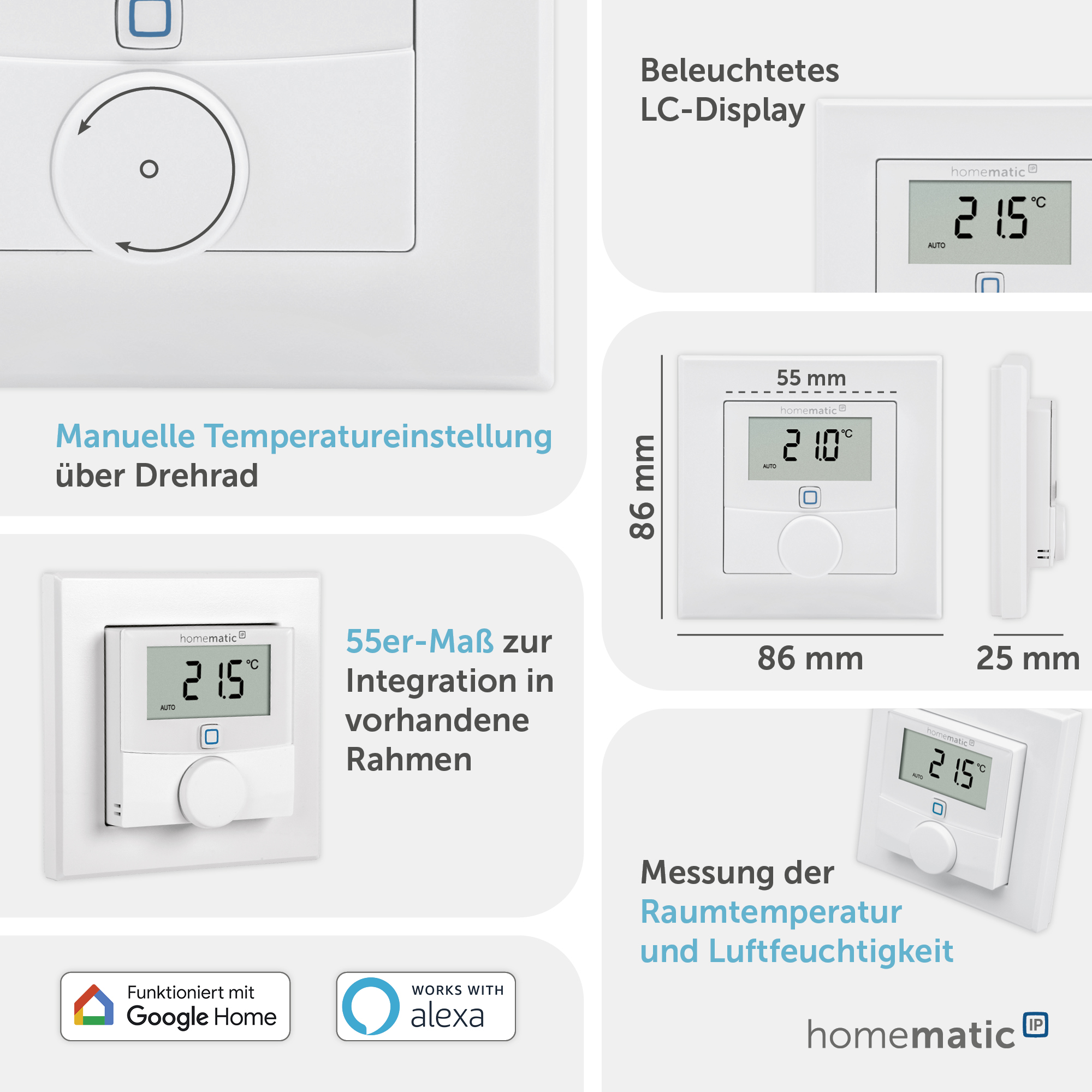 HOMEMATIC IP Smart Home 143159A0, Wandthermostat HOMEMATIC IP Smart Home 143159A0, Wandthermostat