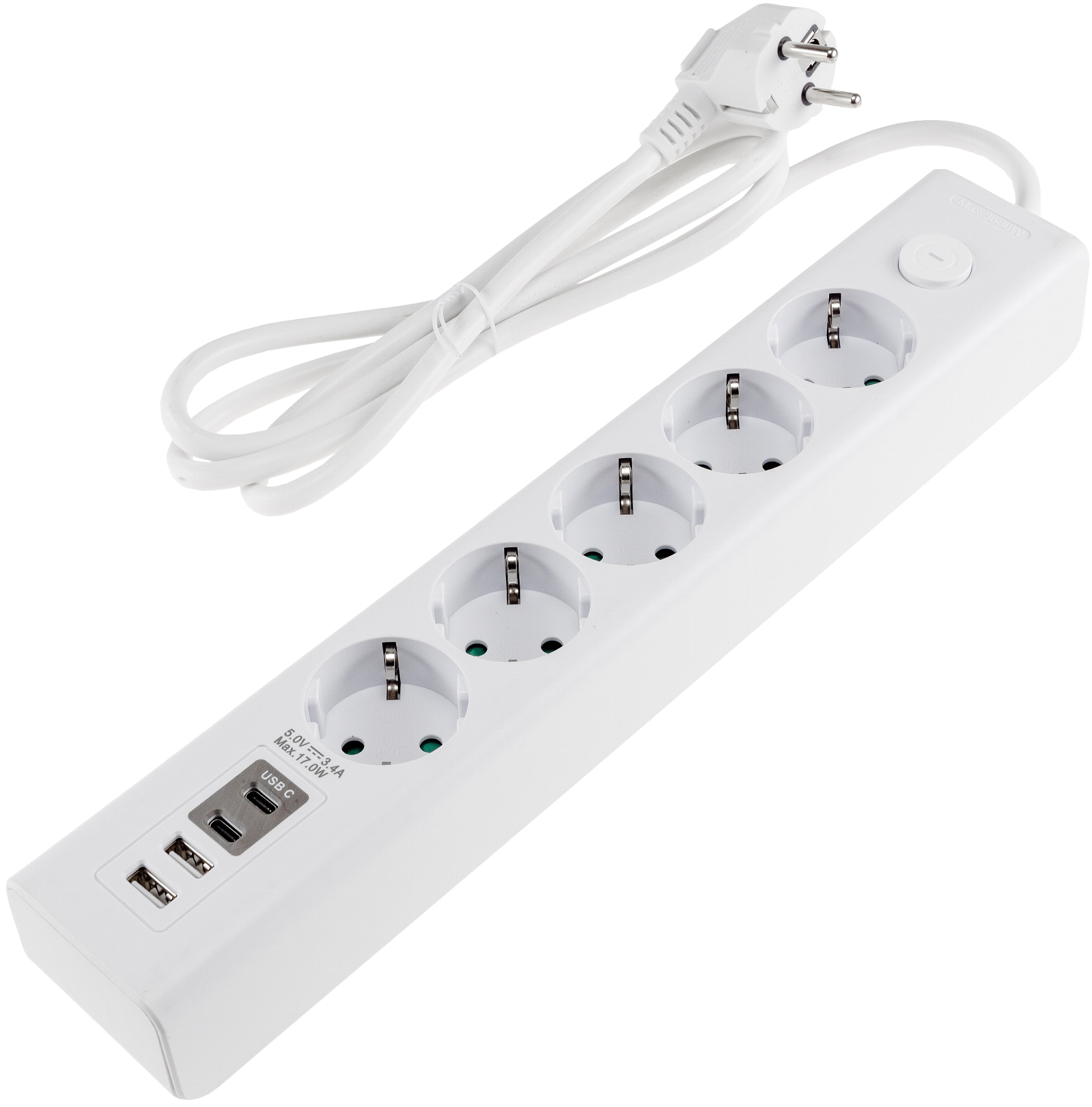 CHILITEC Steckdosenleiste, 5-fach, USB-A+C, 1,5 m Zuleitung, weiß CHILITEC Steckdosenleiste, 5-fach, USB-A+C, 1,5 m Zuleitung, weiß