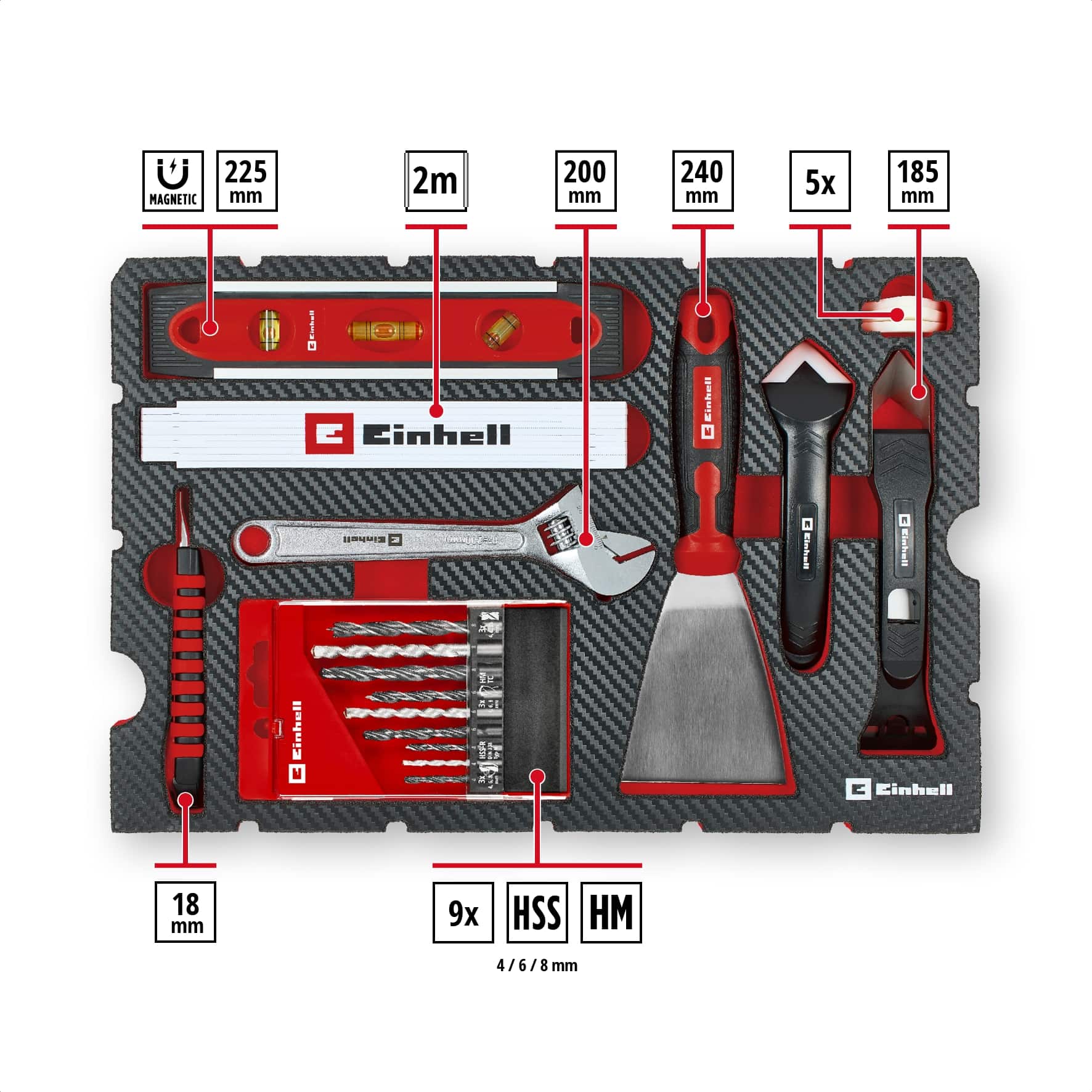 EINHELL Werkzeugkoffer Renovierung, 370517, E-Case, 78-teilig EINHELL Werkzeugkoffer Renovierung, 370517, E-Case, 78-teilig