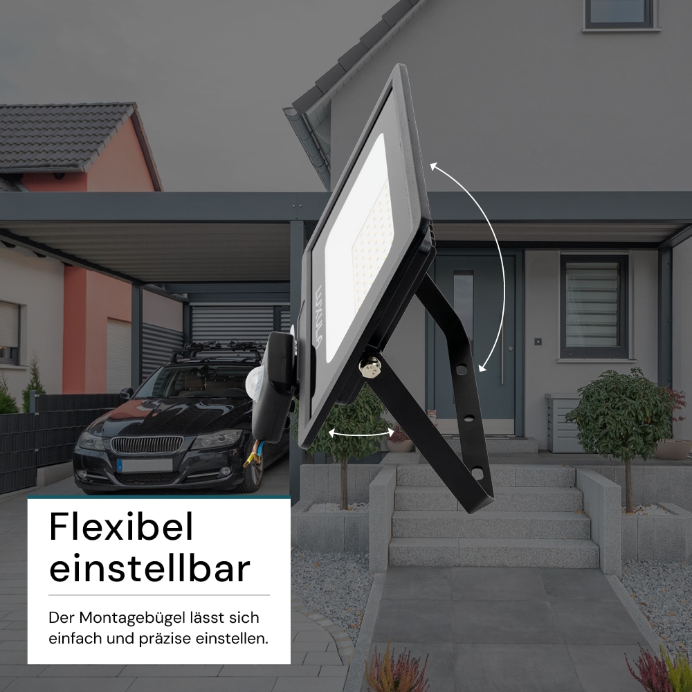 LUXULA LED-Fluter mit Bewegungsmelder, EEK: F, 50W, 5000lm, 3000K, schwarz LUXULA LED-Fluter mit Bewegungsmelder, EEK: F, 50W, 5000lm, 3000K, schwarz