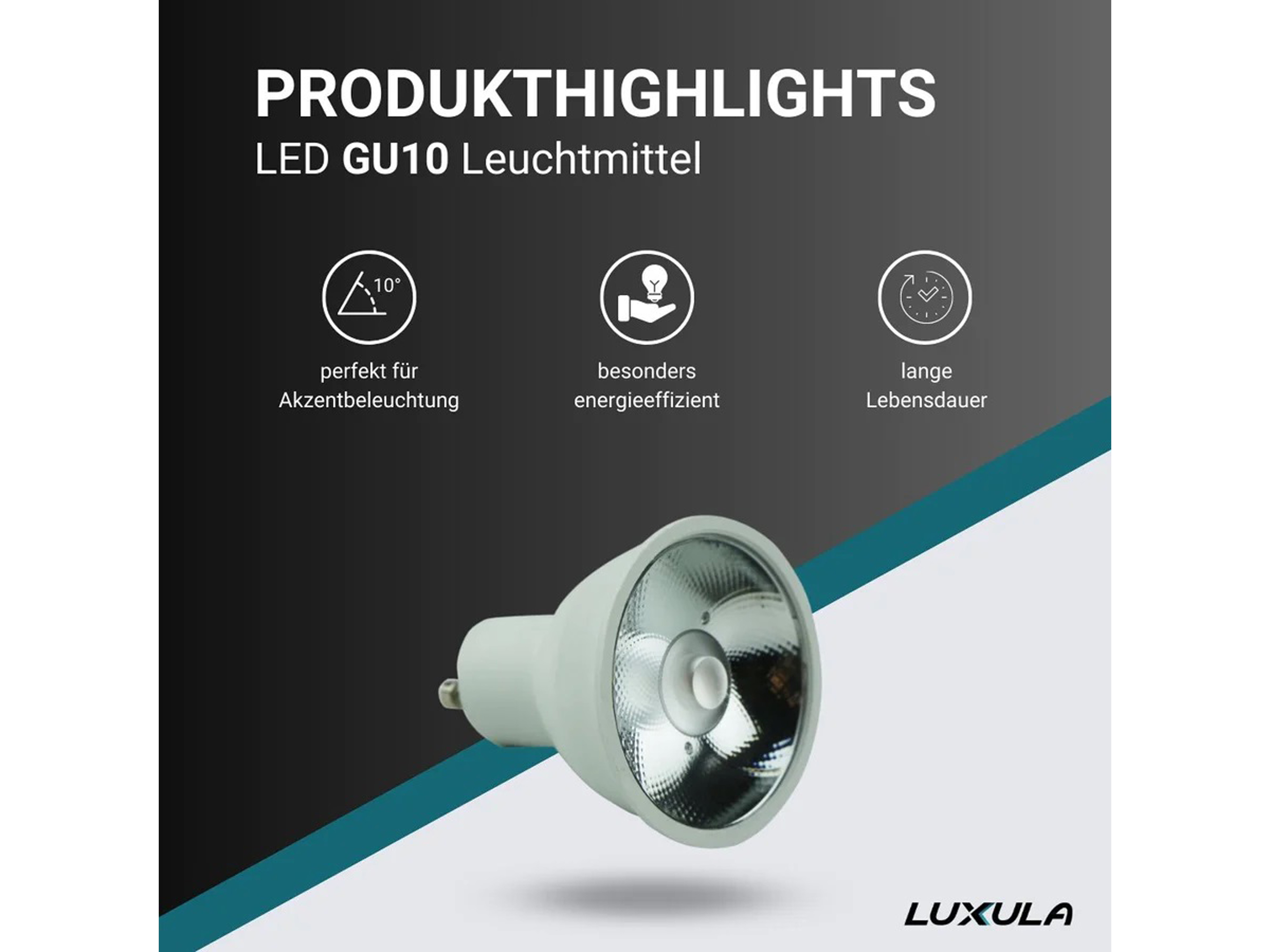 LUXULA LED-Lampe, Reflektorform, GU10, EEK: F, 6W, 467lm, 3000K LUXULA LED-Lampe, Reflektorform, GU10, EEK: F, 6W, 467lm, 3000K