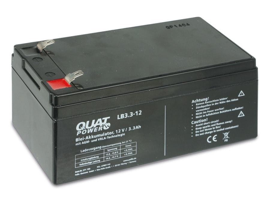 QUATPOWER Blei-Akkumulator LB3.3-12, 12 V-/3,3 Ah QUATPOWER Blei-Akkumulator LB3.3-12, 12 V-/3,3 Ah