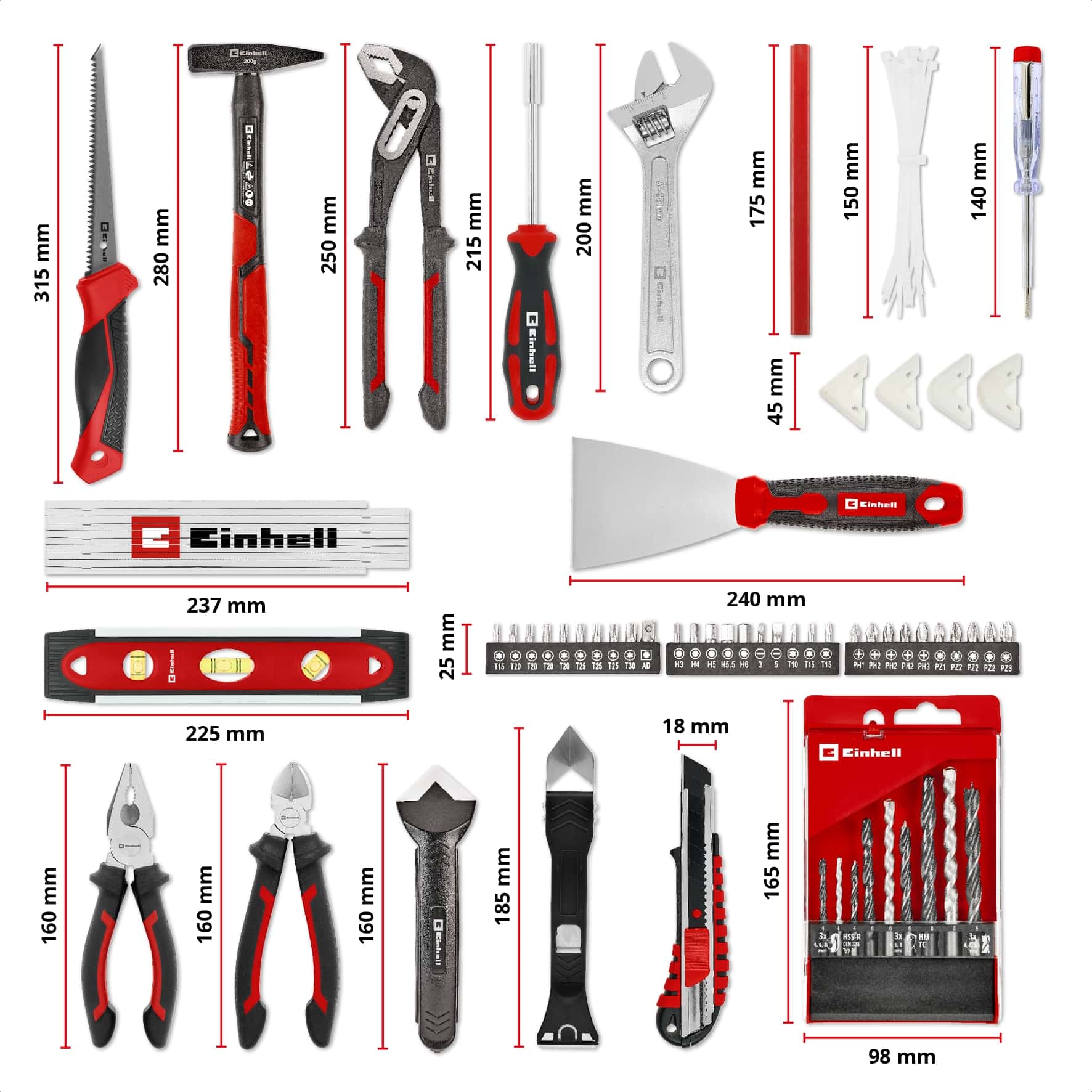 EINHELL Werkzeugkoffer Renovierung, 370517, E-Case, 78-teilig EINHELL Werkzeugkoffer Renovierung, 370517, E-Case, 78-teilig