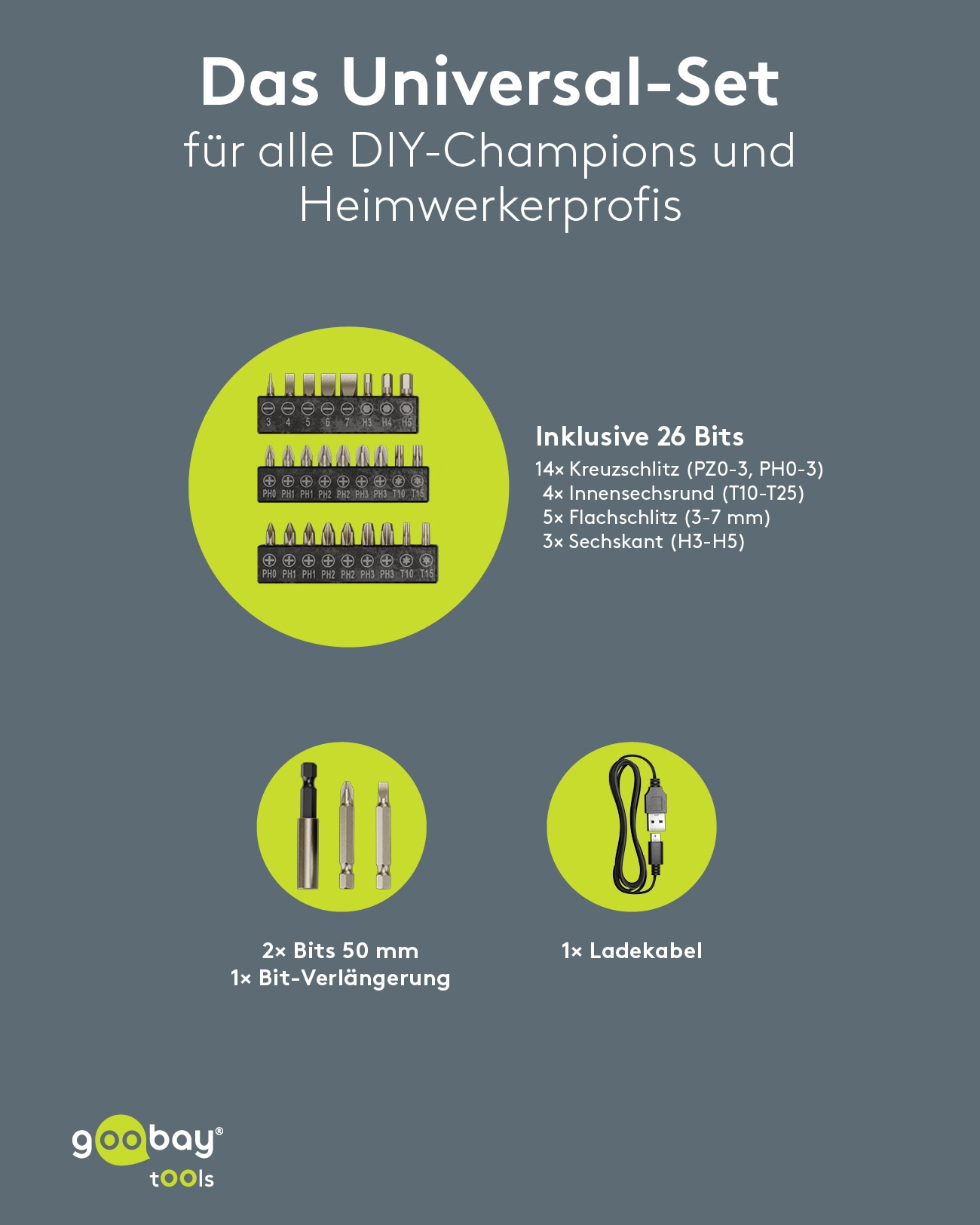 GOOBAY TOOLS Mini-Akkuschrauber-Set, 77818, 31-teilig GOOBAY TOOLS Mini-Akkuschrauber-Set, 77818, 31-teilig