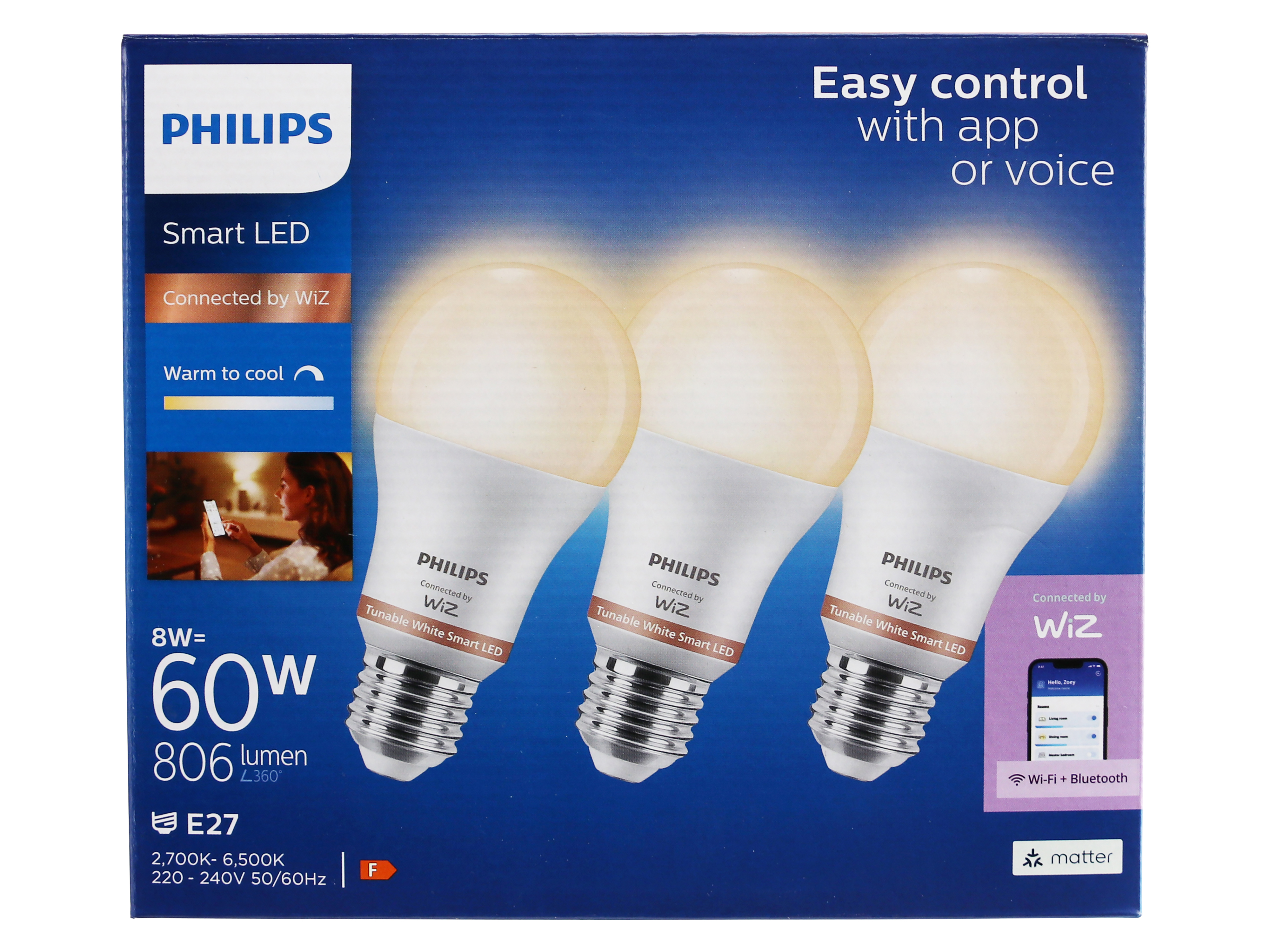 PHILIPS, LED-Lampe Smart, WIFI, A60, E27, 3er-Pack PHILIPS, LED-Lampe Smart, WIFI, A60, E27, 3er-Pack