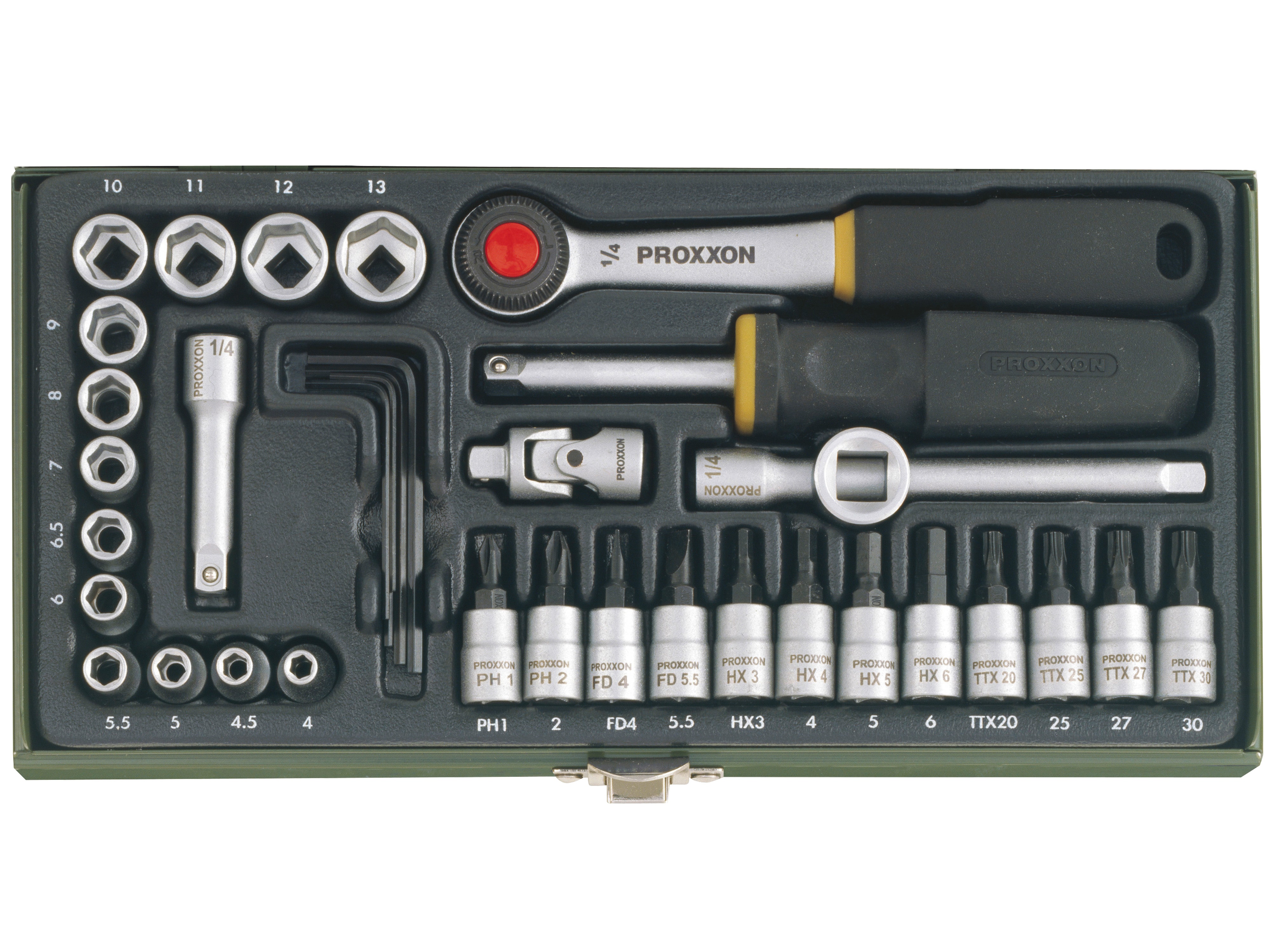 PROXXON Steckschlüsselsatz, 23080, 1/4", 36-teilig