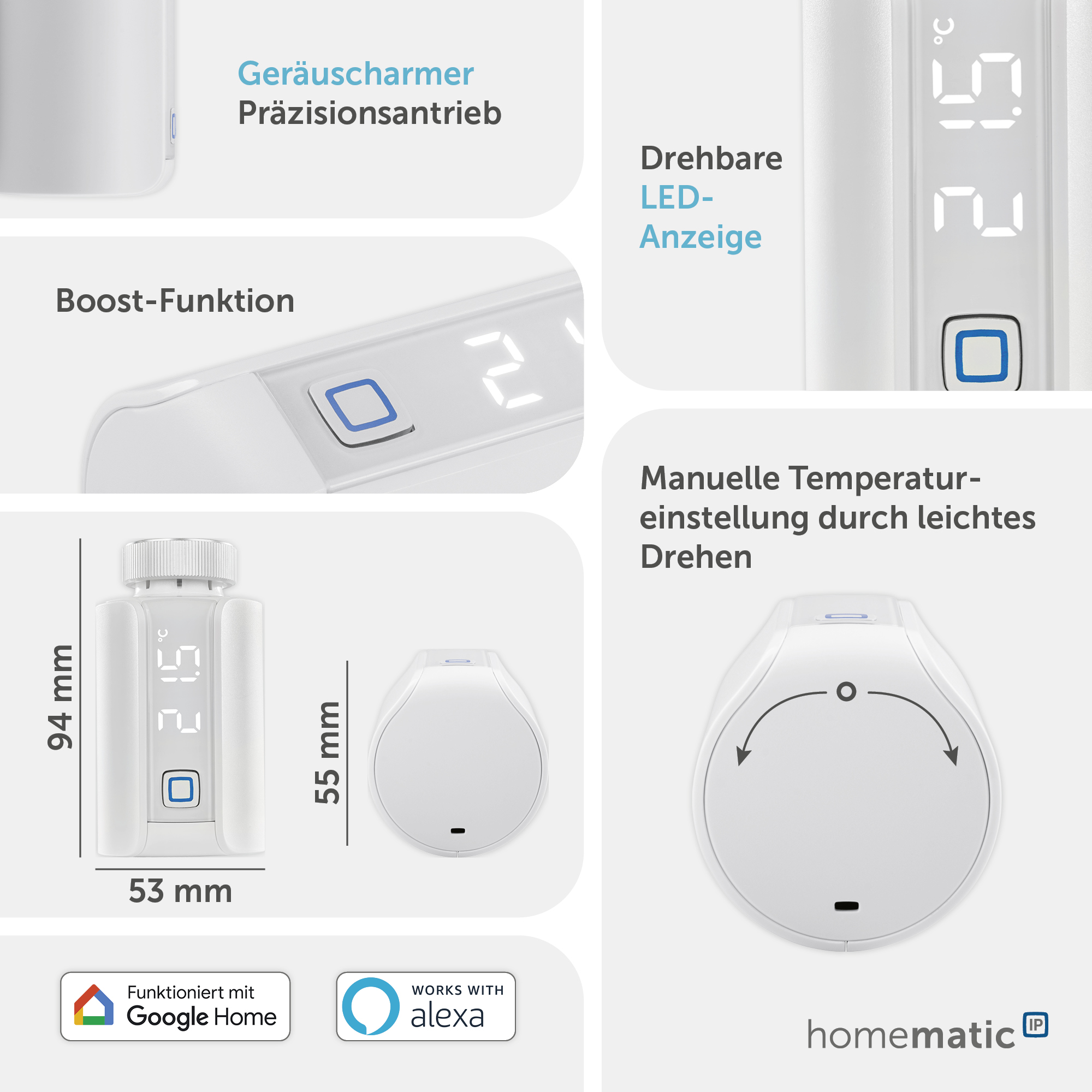 HOMEMATIC IP 155105A0, Heizkörperthermostat EVO HOMEMATIC IP 155105A0, Heizkörperthermostat EVO