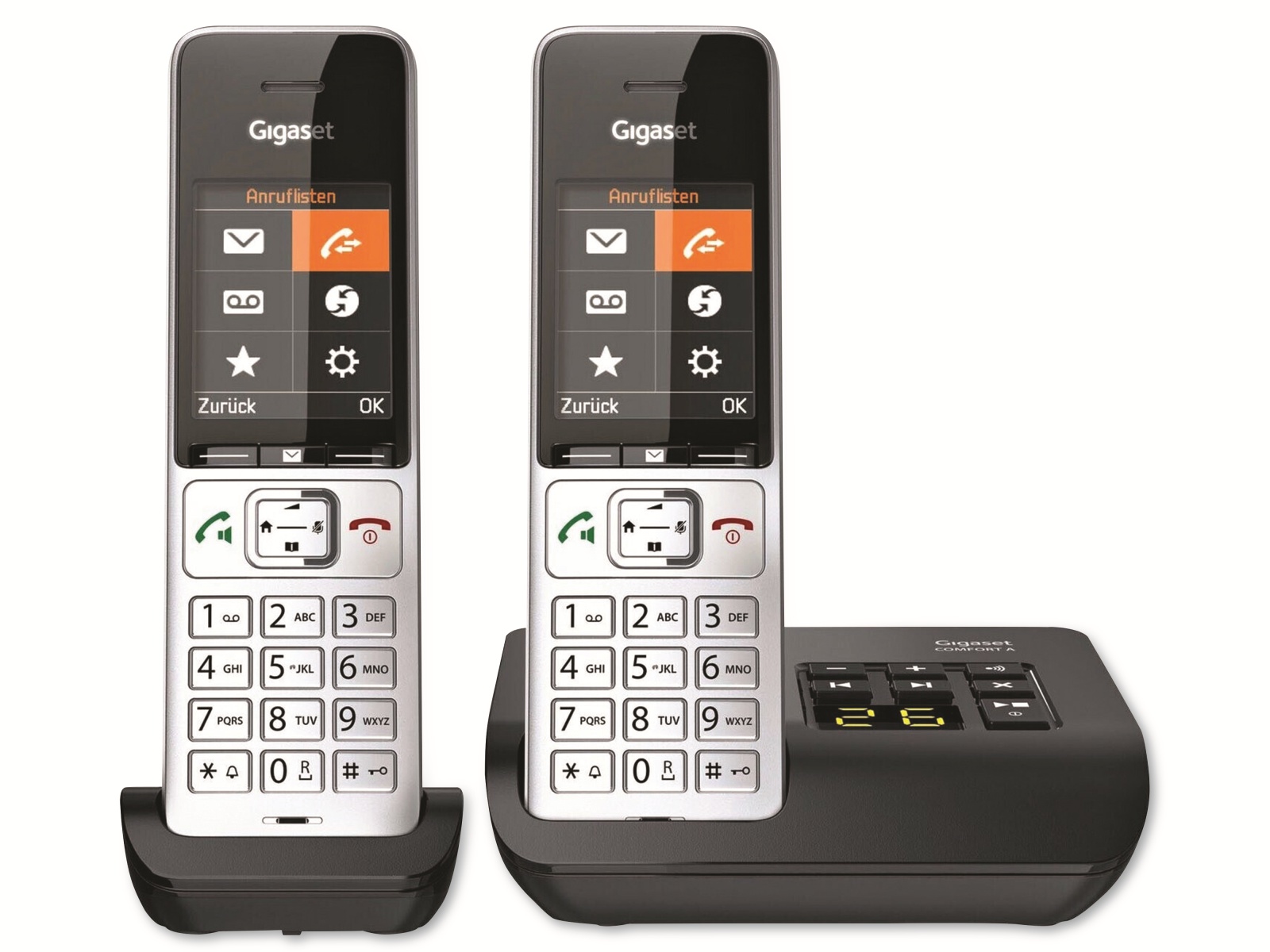 GIGASET Telefon Comfort 500A Duo, silber-schwarz GIGASET Telefon Comfort 500A Duo, silber-schwarz