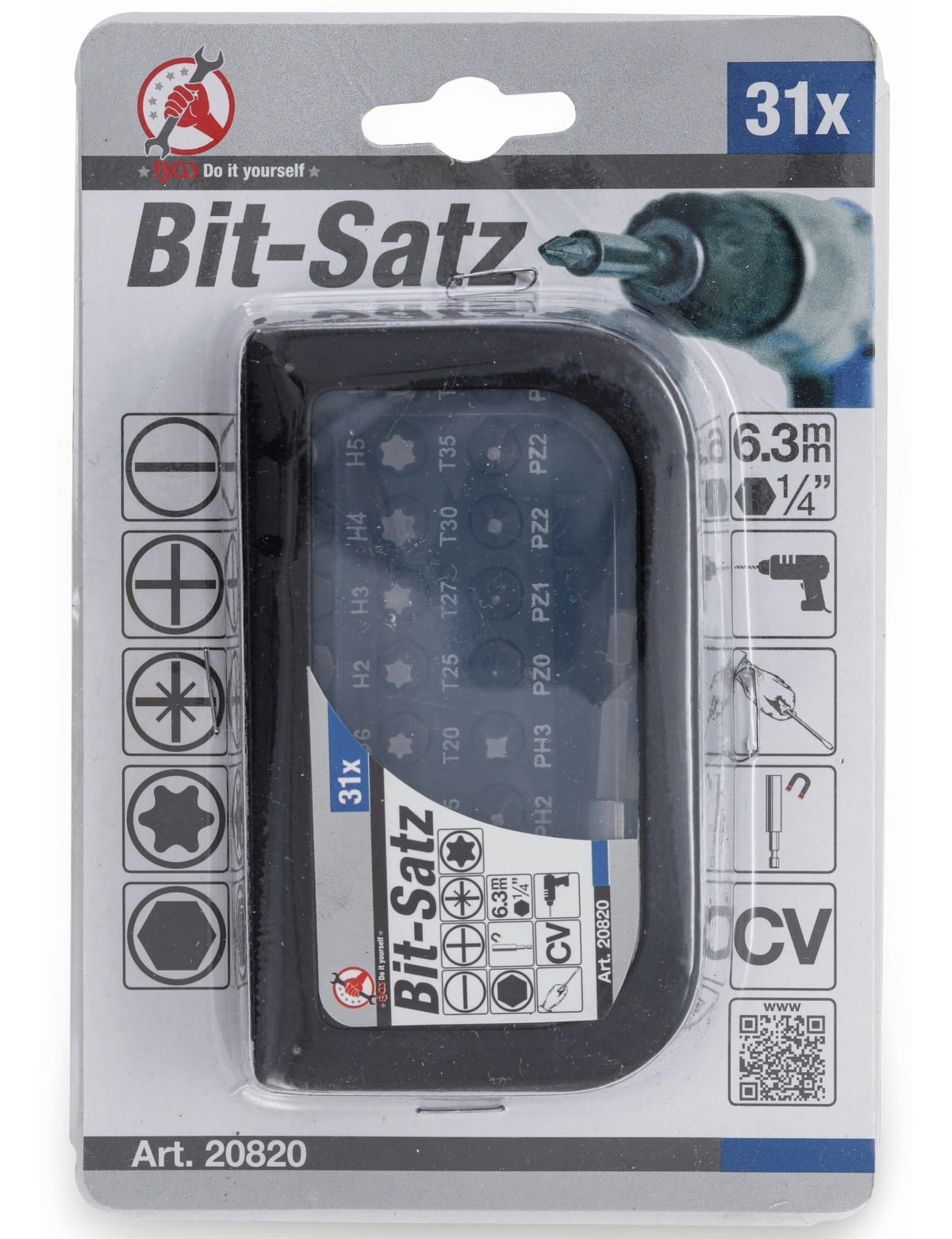 BGS TECHNIC Bitsatz 20820, Außensechskant 6,3 mm, 1/4", 31-teilig BGS TECHNIC Bitsatz 20820, Außensechskant 6,3 mm, 1/4", 31-teilig