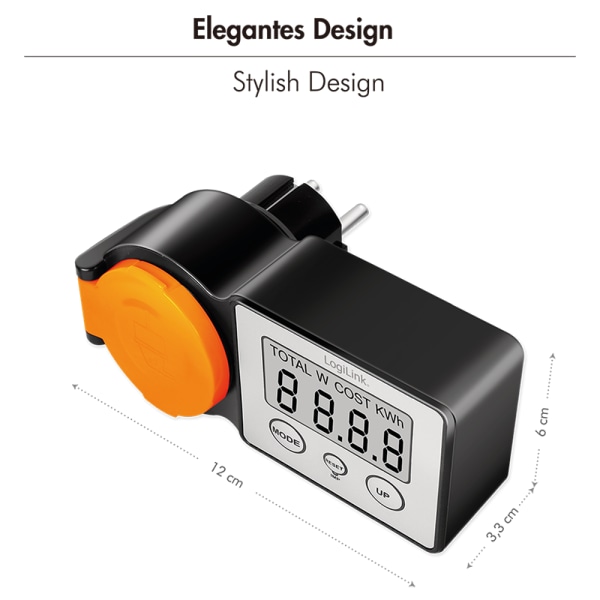 LOGILINK Außensteckdose EM0007, mit Energiekostenmesser, 2"-LCD-Display, Schutzklappe LOGILINK Außensteckdose mit Energiekostenmesser, 2"-LCD-Display, Schutzklappe