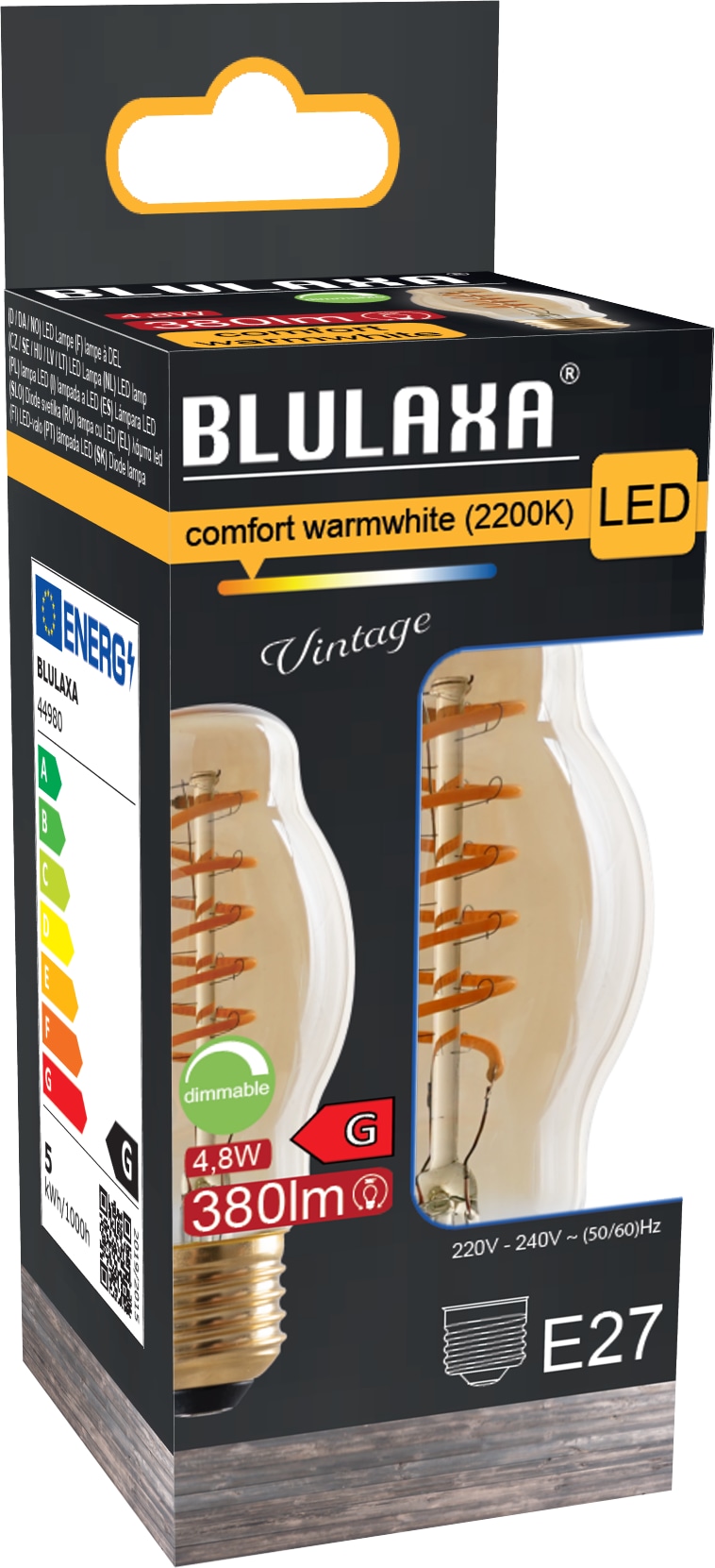 BLULAXA LED FlexFilament BTT, E27, 4,8 W, 2200 K, EEK: G, 380 lm, IP20, dimmbar, warmweiß BLULAXA LED FlexFilament BTT, E27, 4,8 W, 2200 K, EEK: G, 380 lm, IP20, dimmbar, warmweiß