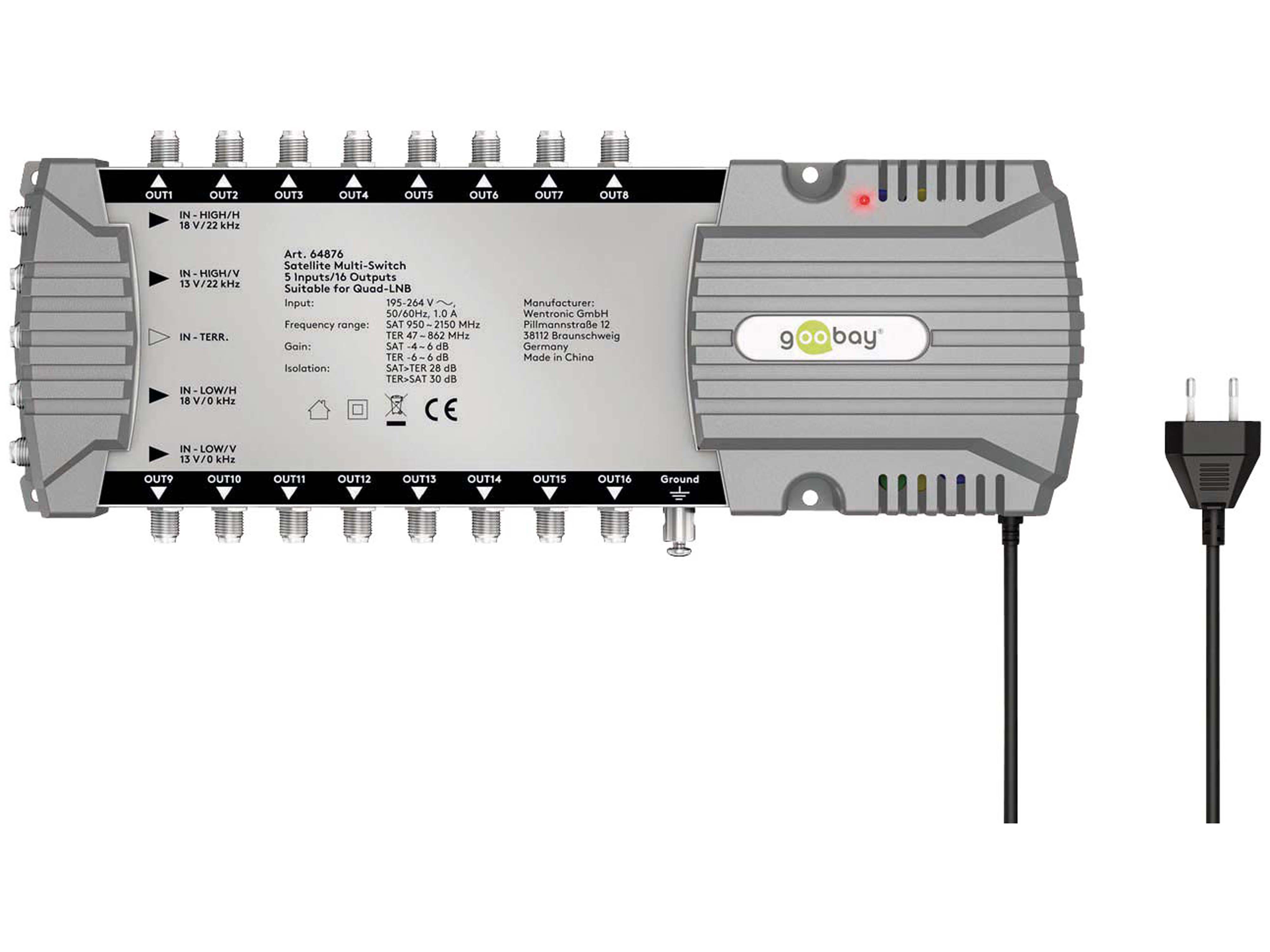 GOOBAY SAT-Multischalter 64876, 5/16 GOOBAY SAT-Multischalter 64876, 5/16
