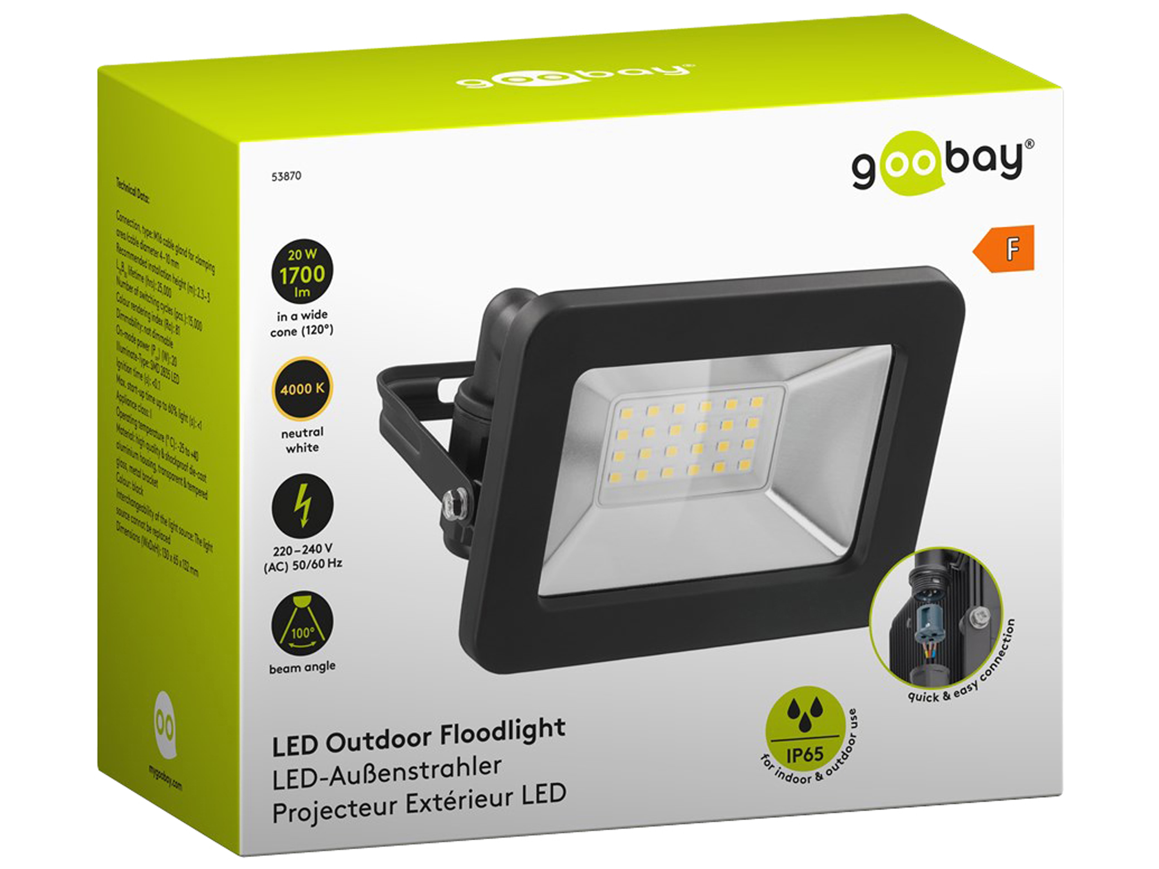 GOOBAY LED-Fluter, 20W, 1700lm, 4000K, schwarz