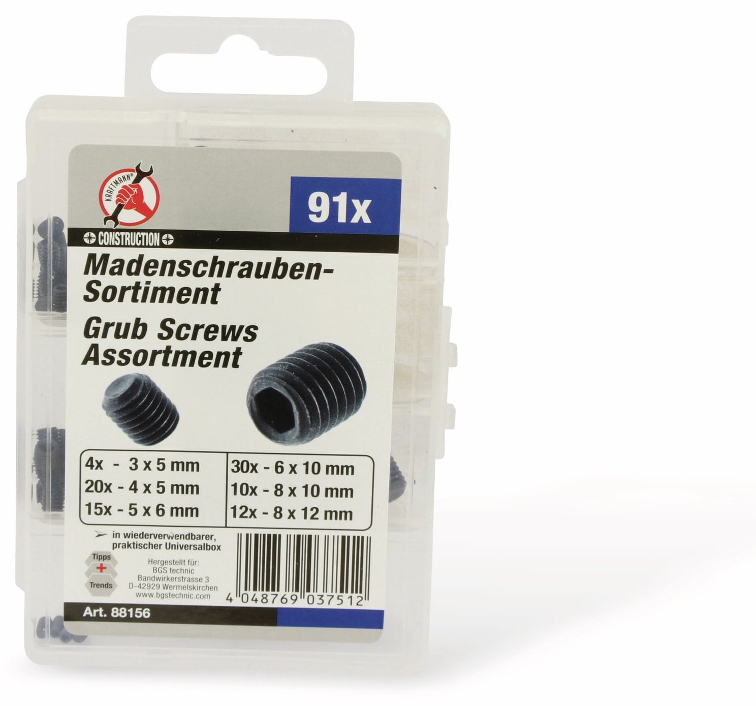 BGS TECHNIC Madenschrauben-Sortiment, 91 Stück BGS TECHNIC Madenschrauben-Sortiment, 91 Stück