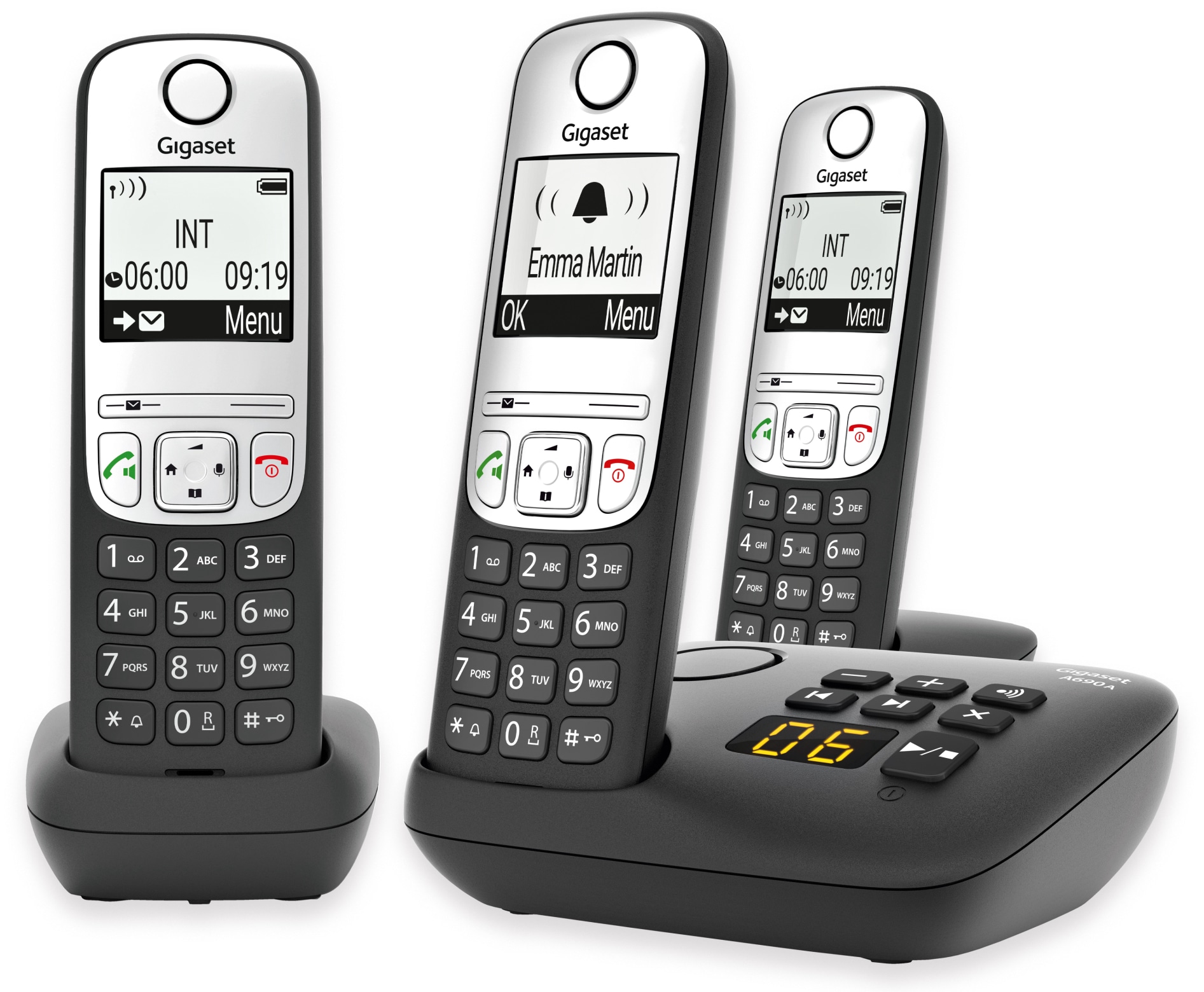 GIGASET DECT-Telefon A690A Trio, schwarz GIGASET DECT-Telefon A690A Trio, schwarz