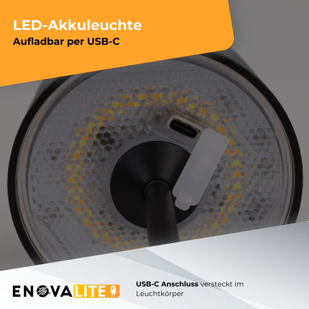 ENOVALITE LED-Akku-Tischleuchte, ELED700400, EEK: D dimmbar, CCT, schwarz ENOVALITE LED-Akku-Tischleuchte, ELED700400, EEK: D dimmbar, CCT, schwarz
