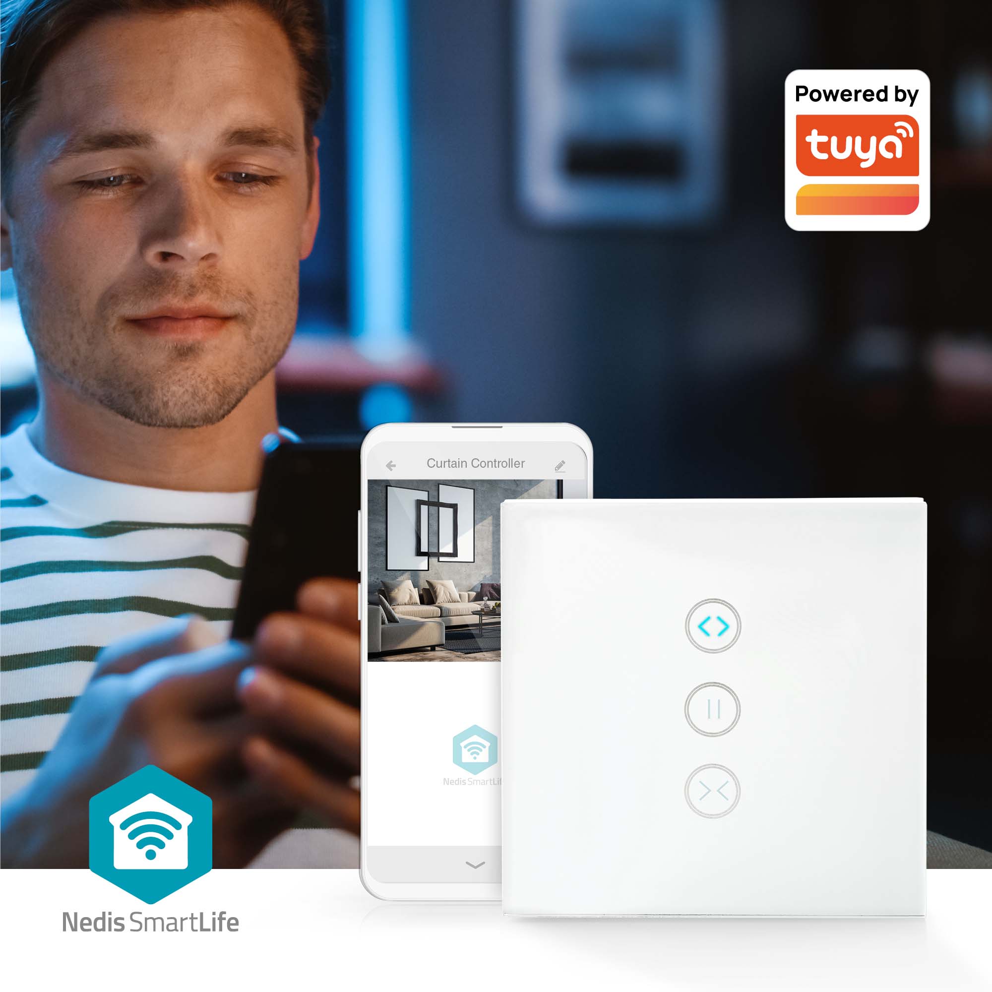 NEDIS Wandschalter SmartLife, Vohänge, Rolläden und Sonnenblenden, weiß NEDIS Wandschalter SmartLife, Vohänge, Rolläden und Sonnenblenden, weiß