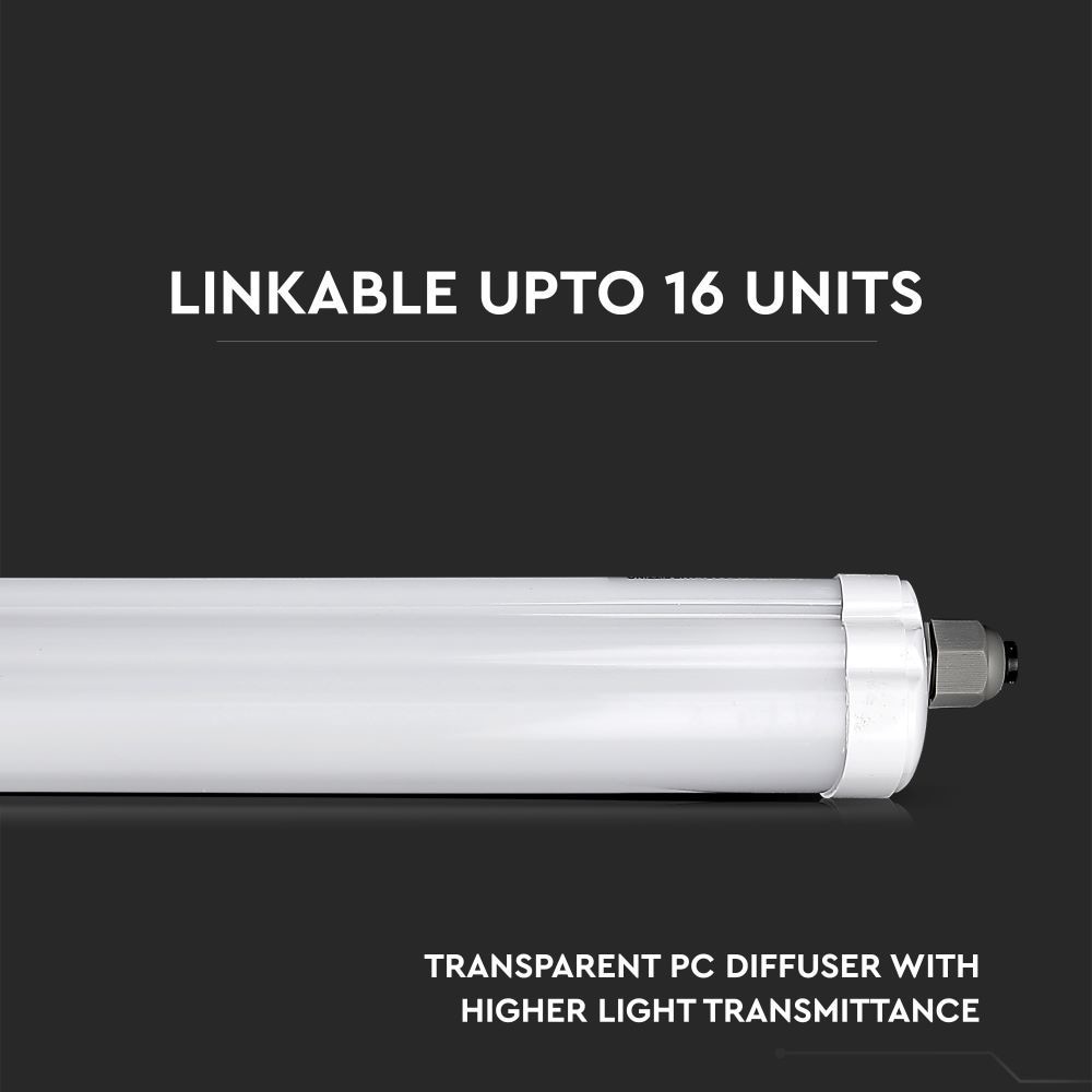 V-TAC LED-Feuchtraumwannenleuchte VT-6076, 18W, 4000K, EEK: E, 2160lm, neutralweiß, IP65, 60 cm