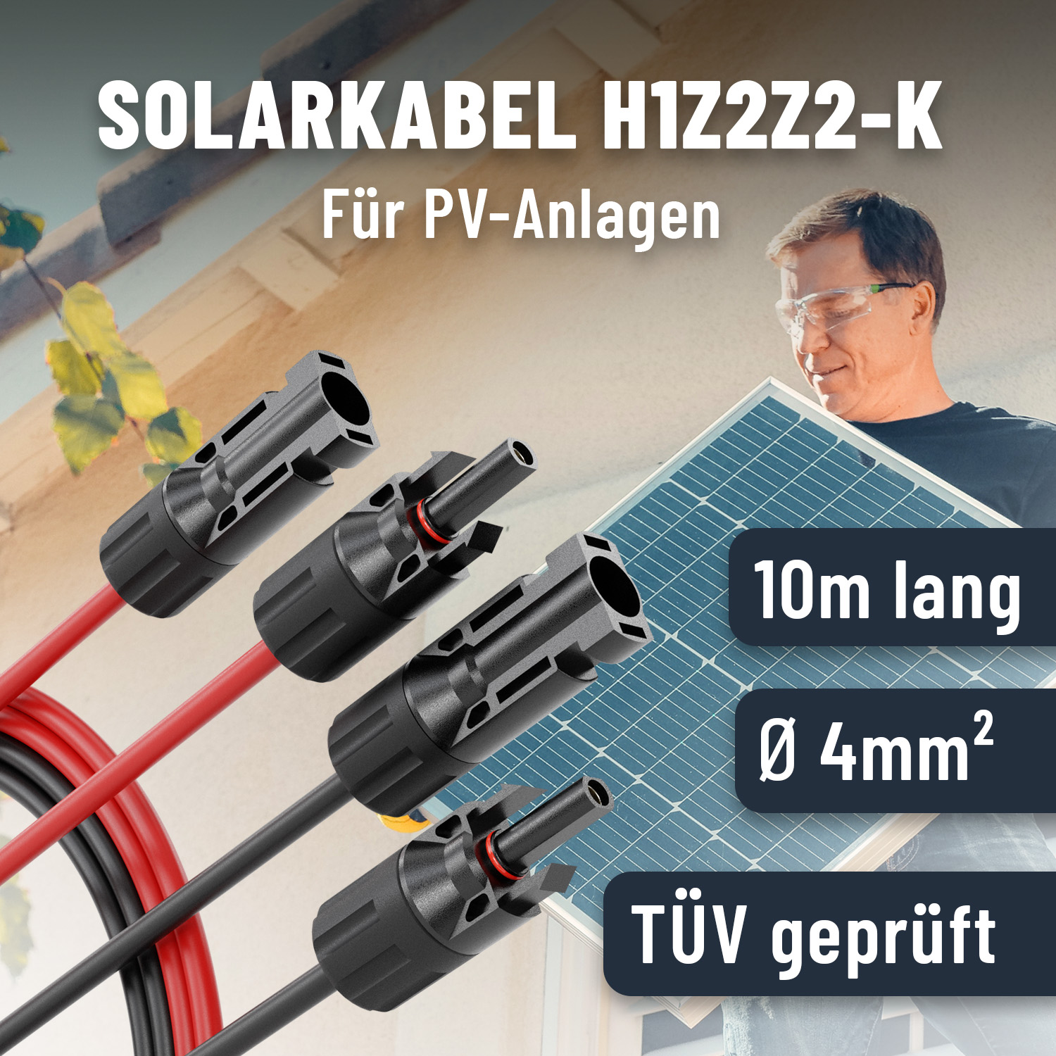 ABSINA Solarkabel-Set 910003, MC4, 2x 10 m, 4 mm² ABSINA Solarkabel-Set 910003, MC4, 2x 10 m, 4 mm²