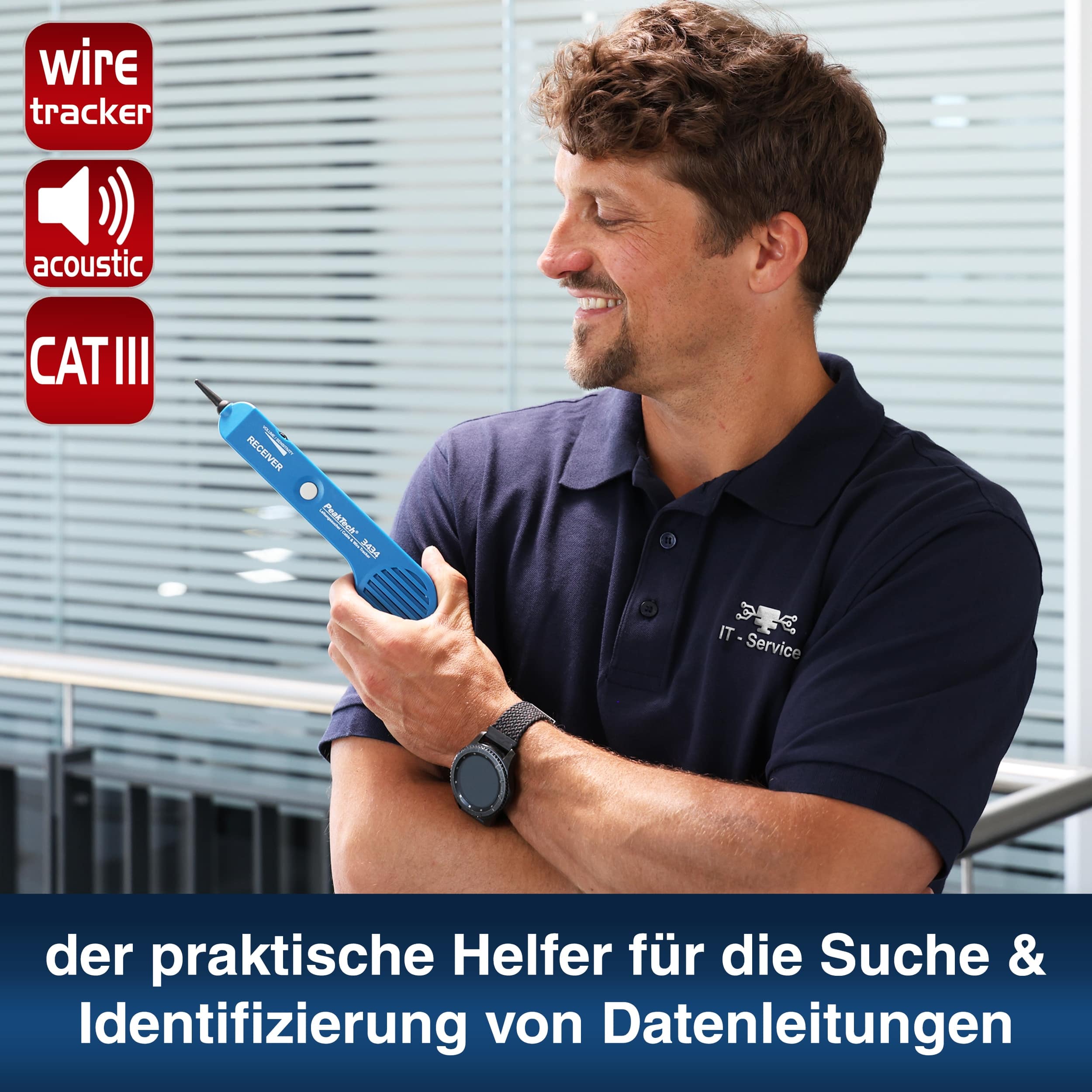 PEAKTECH Akustischer Leitungssucher, P 3434, mit Ton-Generator PEAKTECH Akustischer Leitungssucher, P 3434, mit Ton-Generator