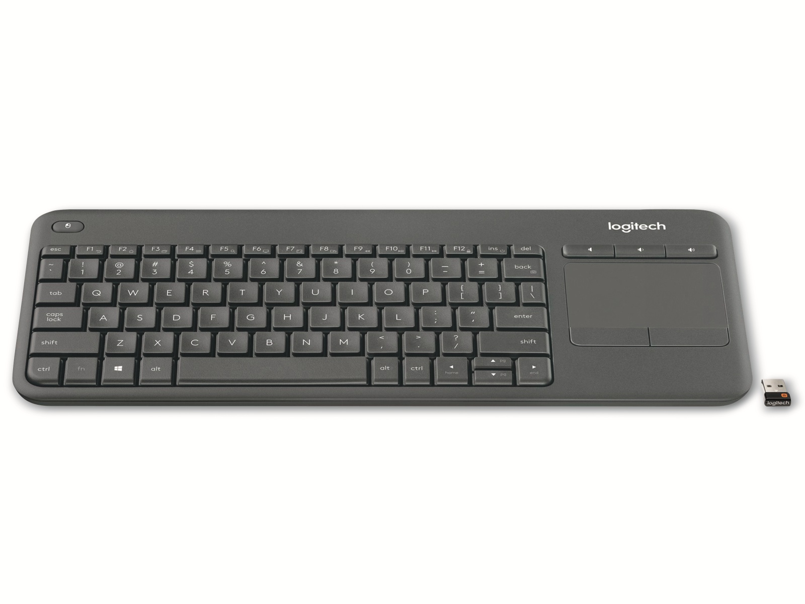 LOGITECH Funktastatur K400, Plus TV, Touchpad, Unyfying LOGITECH Funktastatur K400, Plus TV, Touchpad, Unyfying