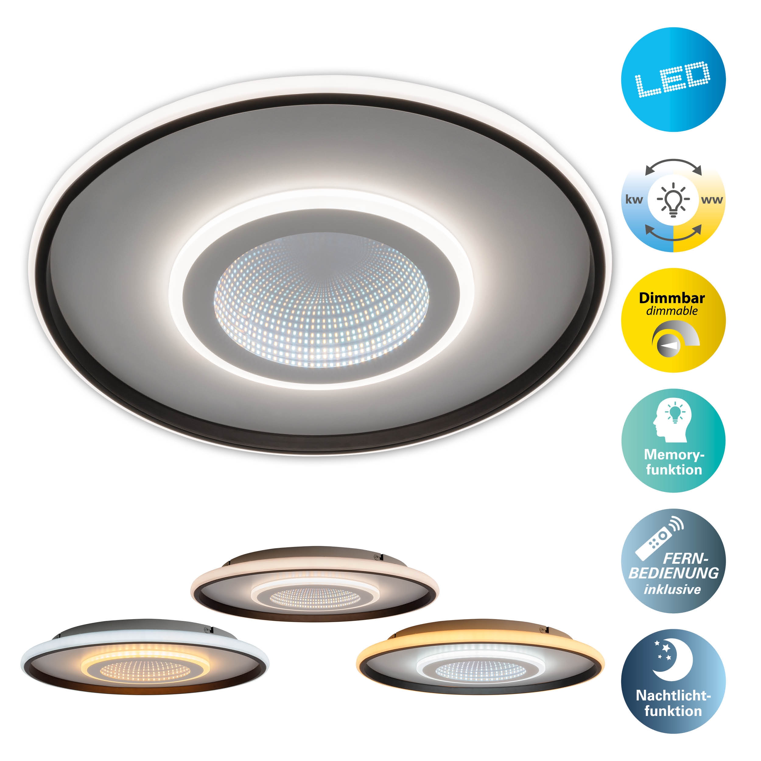 NÄVE LED-Deckenleuchte 1408277, 40W, 1800lm, 3D-Effekt, weiß/schwarz NÄVE LED-Deckenleuchte 1408277, 40W, 1800lm, 3D-Effekt, weiß/schwarz