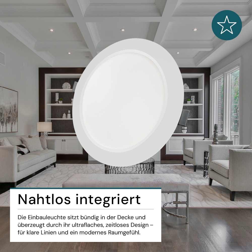LUXULA LED-Einbauleuchte, 24W, EEK: F, 2400lm, CCT, IP44, weiß