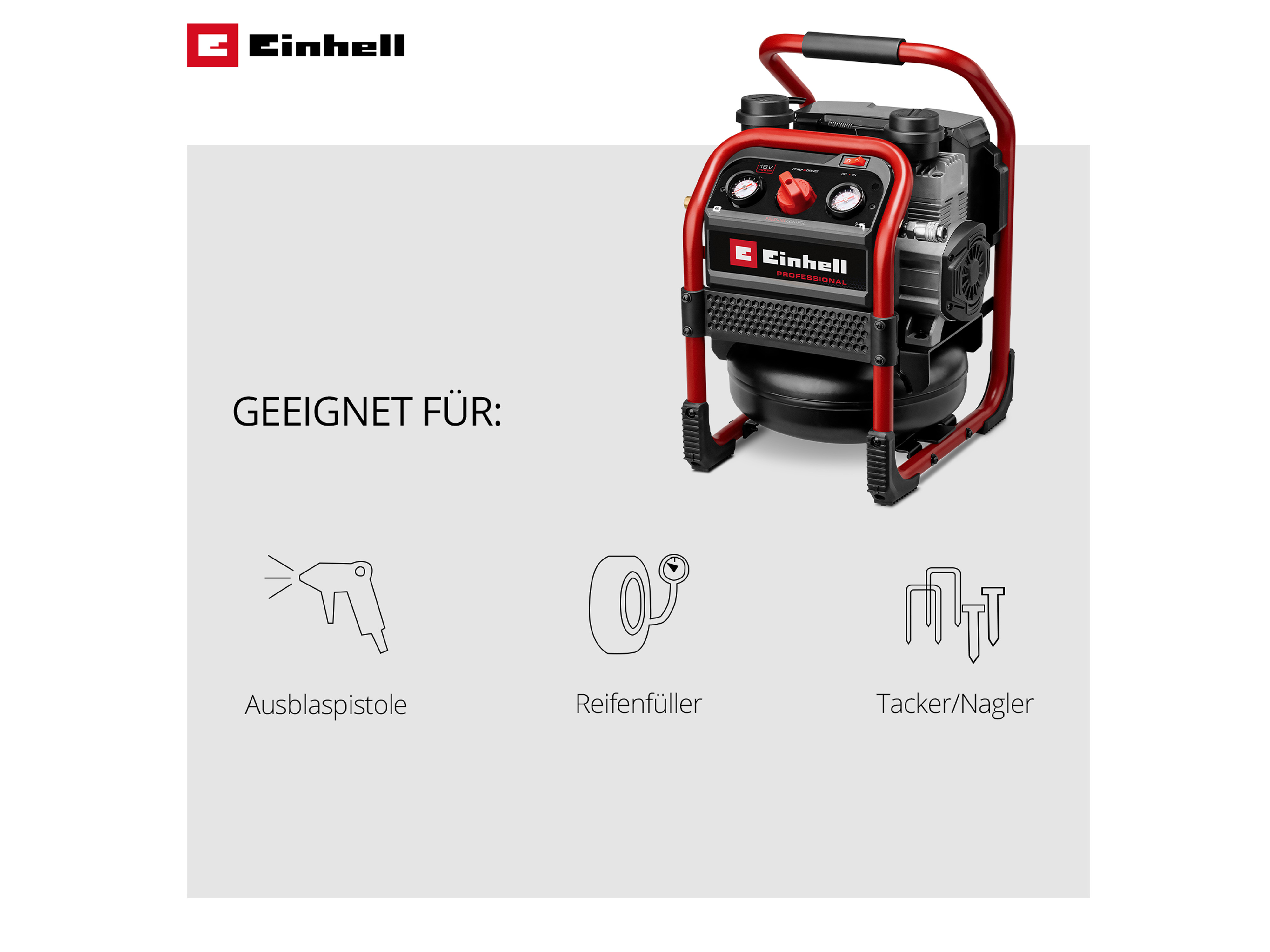 EINHELL PROFESSIONAL Akku-Kompressor SILENZZO 18/160, 4020385