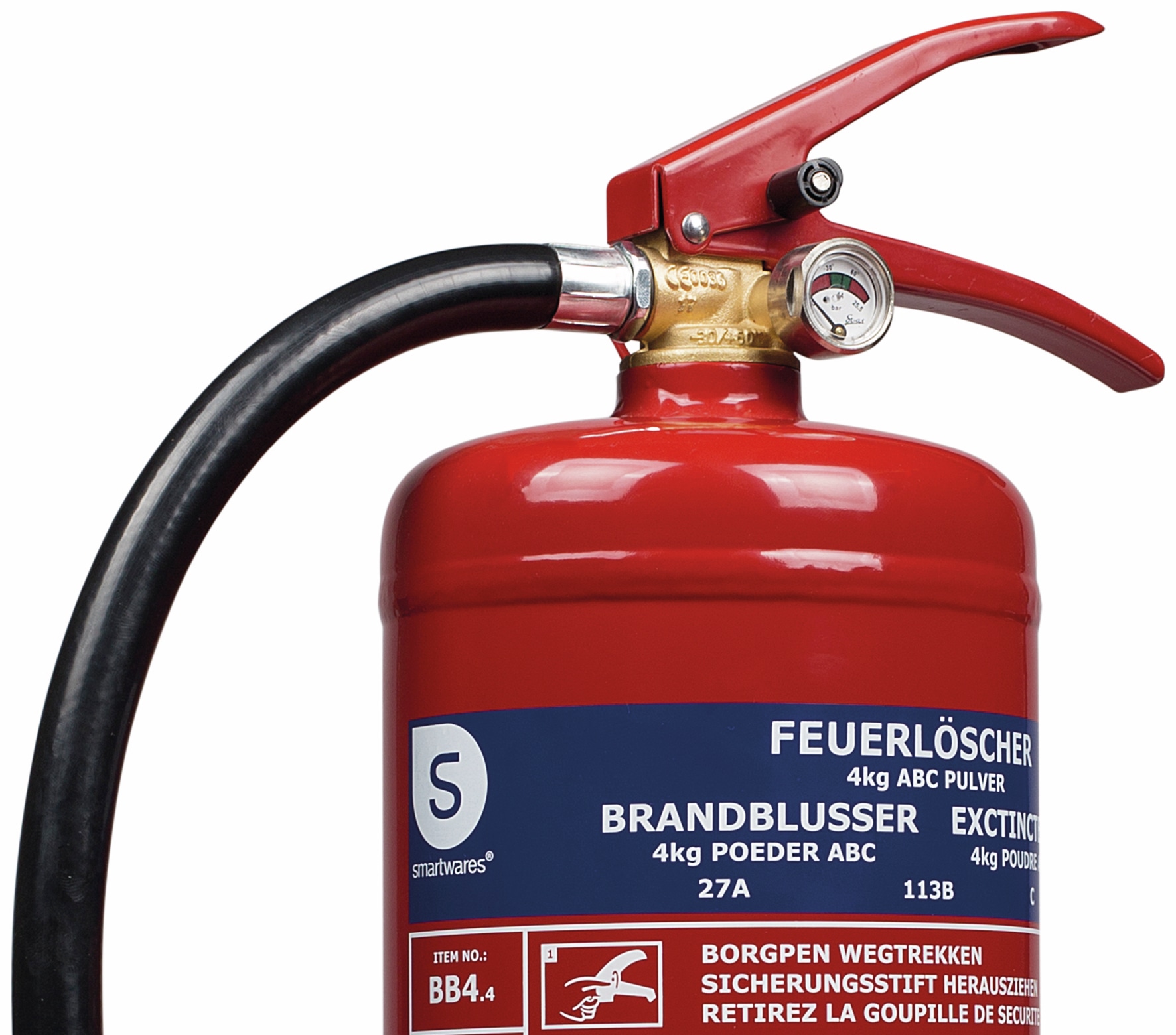 SMARTWARES Feuerlöscher, Pulver, 4 kg, Brandklasse 27A, 113B,C SMARTWARES Feuerlöscher, Pulver, 4 kg, Brandklasse 27A, 113B,C