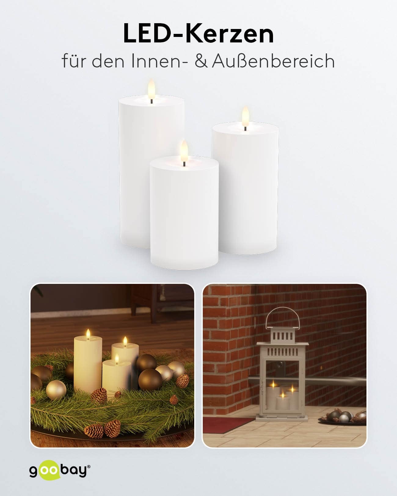 GOOBAY LED-Kerzen 64786, 3er Set, mit Fernbedienung, warmweiß GOOBAY LED-Kerzen 64786, 3er Set, mit Fernbedienung, warmweiß