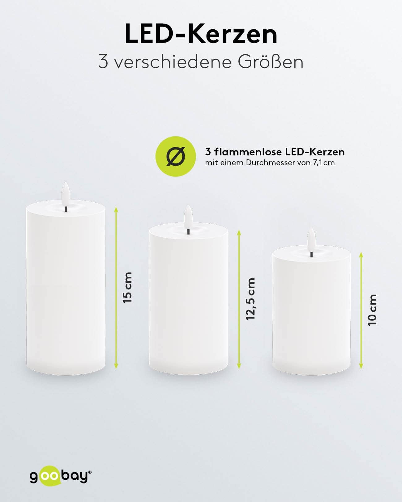 GOOBAY LED-Kerzen 64786, 3er Set, mit Fernbedienung, warmweiß GOOBAY LED-Kerzen 64786, 3er Set, mit Fernbedienung, warmweiß