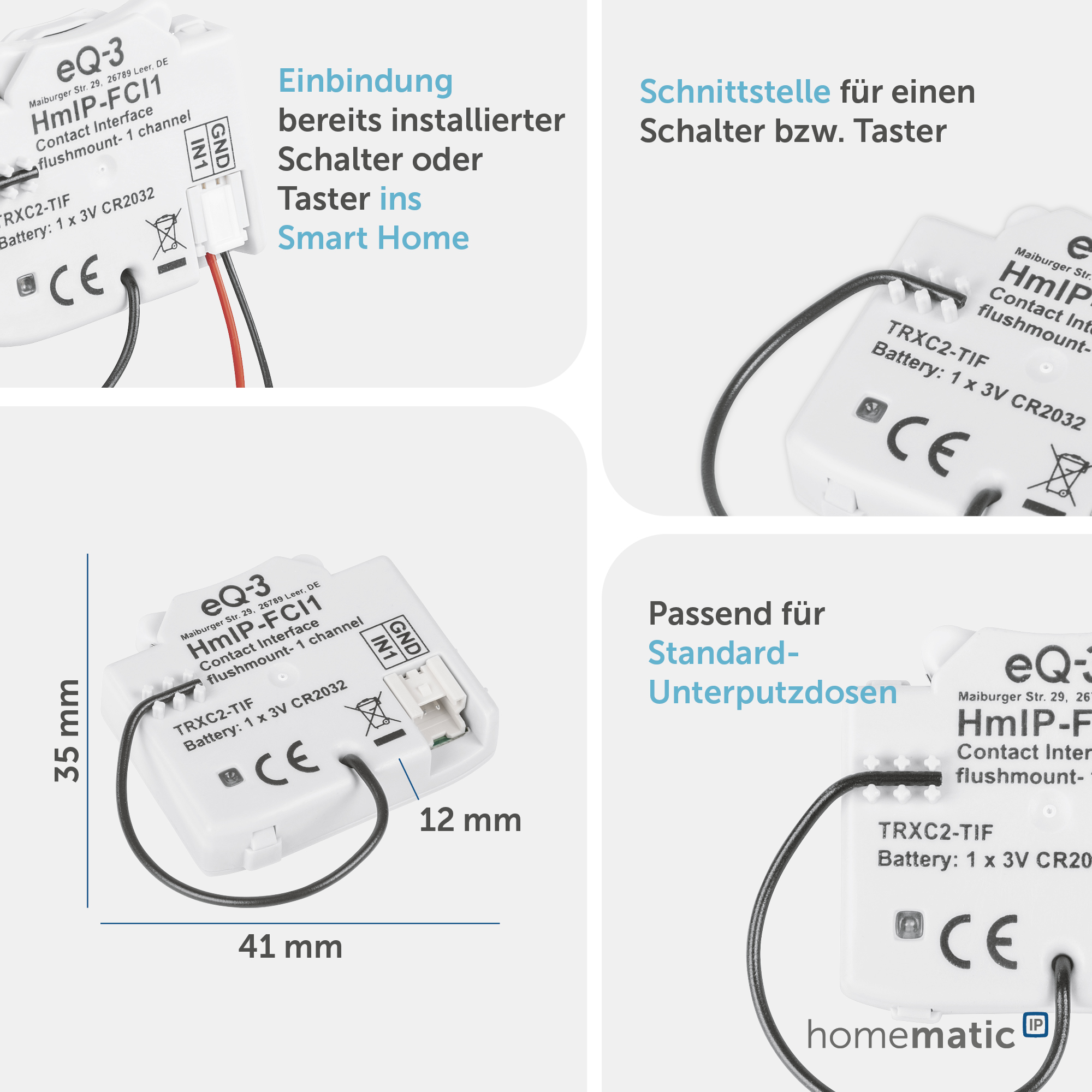 HOMEMATIC IP Smart Home 153489A0 Kontakt-Schnittstelle, Unterputz, 1-fach HOMEMATIC IP Smart Home 153489A0 Kontakt-Schnittstelle, Unterputz, 1-fach