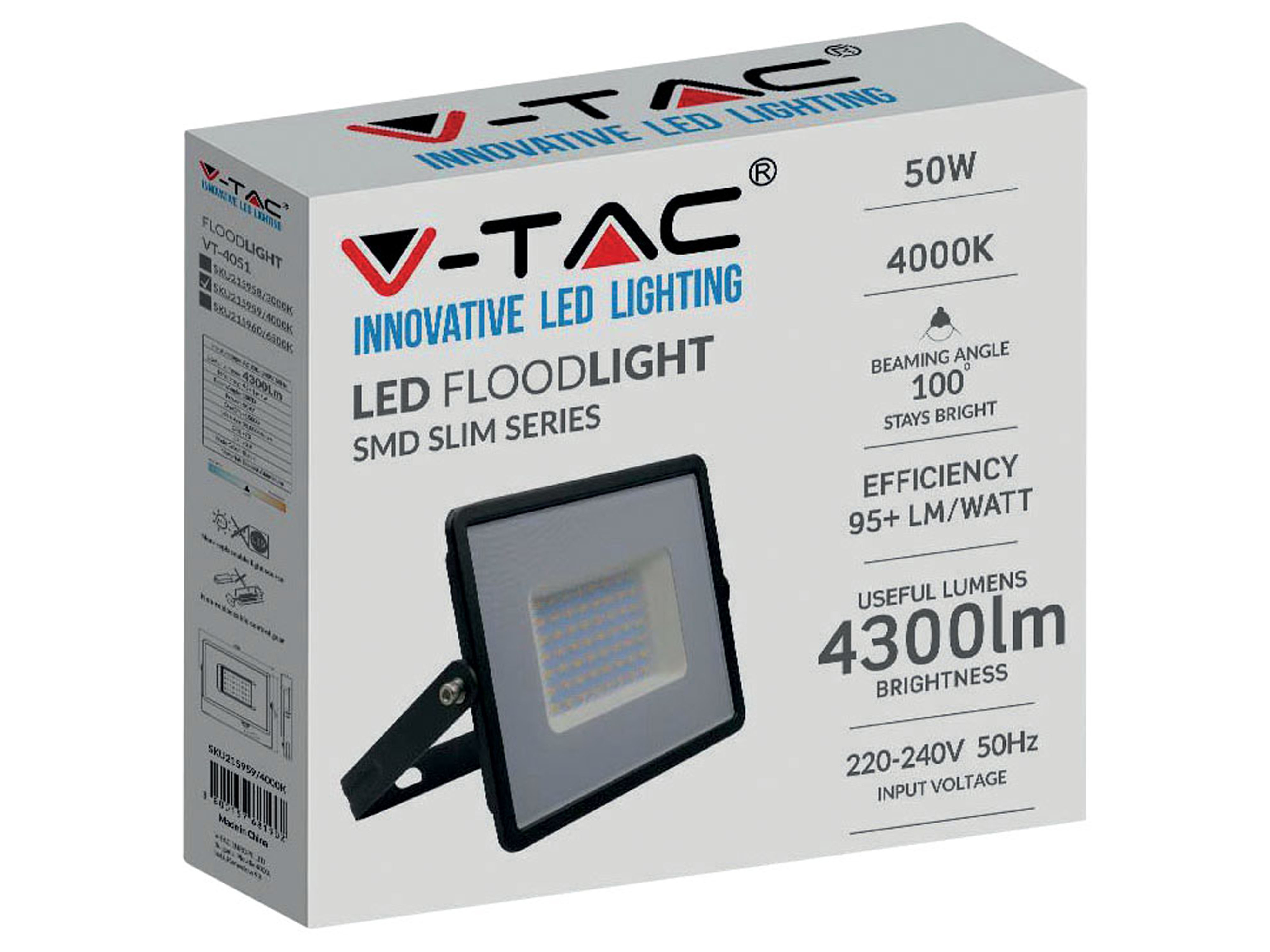 V-TAC LED-Fluter VT-4051, 50W, 4300lm, 4000K, IP65 V-TAC LED-Fluter VT-4051, 50W, 4300lm, 4000K, IP65