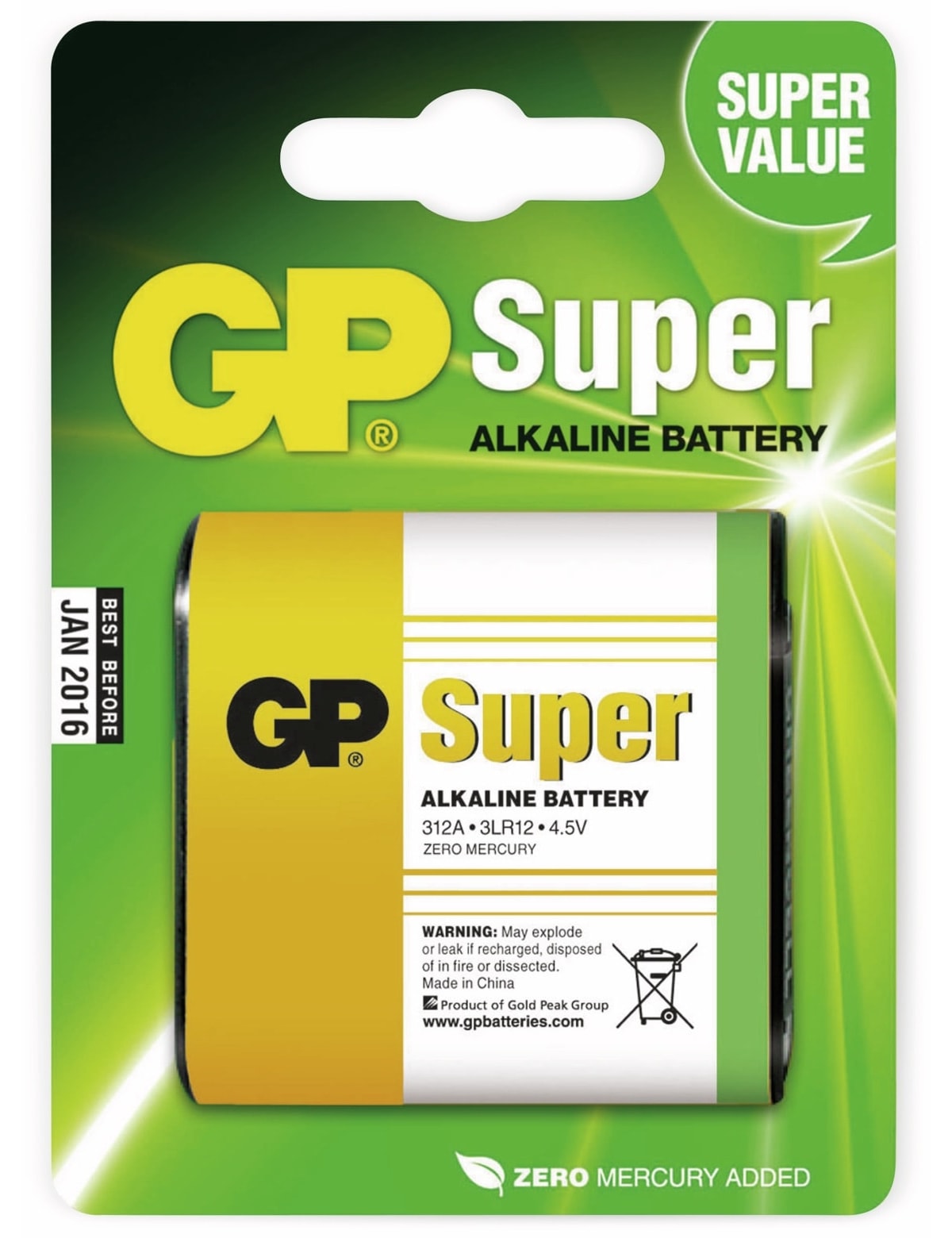 GP 4,5V-Flachbatterie SUPER Alkaline 1 Stück GP 4,5V-Flachbatterie SUPER Alkaline 1 Stück