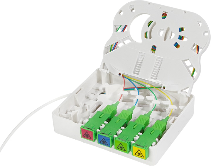 LOGILINK FTTH-Anschlussbox FB4SC20, 4x SC/APC, mit 20 m Verlegekabel