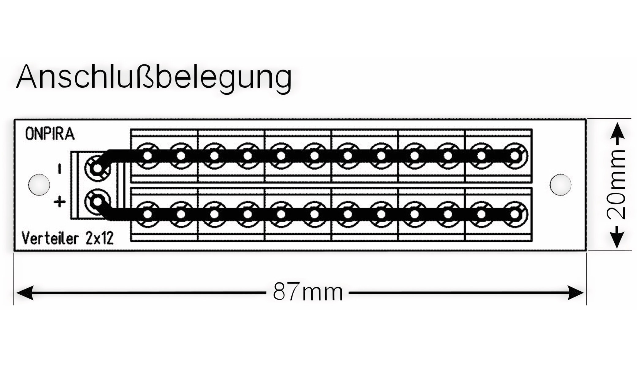 Stromverteiler 2x 12-polig, V2x12, mit Schraubklemmen Stromverteiler 2x 12-polig, V2x12, mit Schraubklemmen
