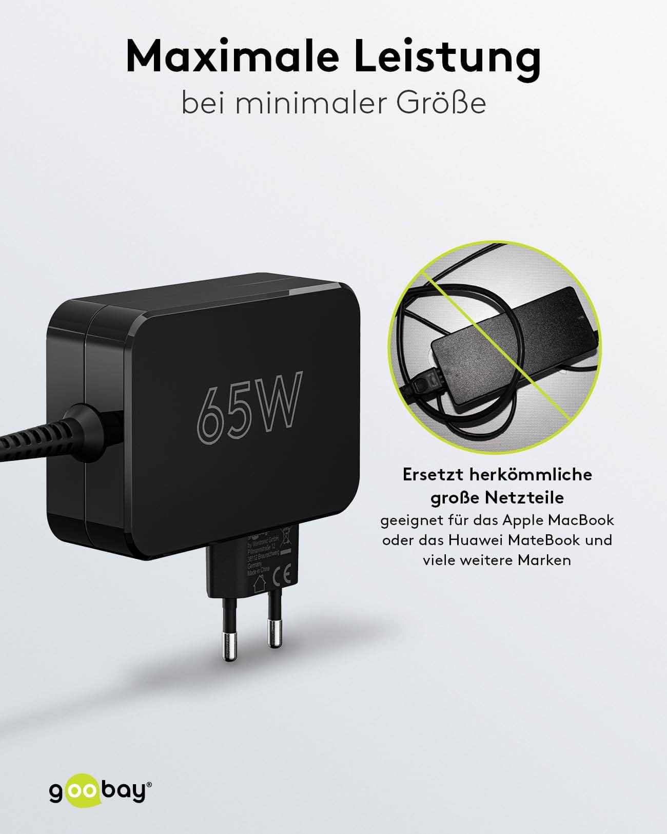 GOOBAY USB-Lader 65419, für Laptops, USB-C, 65 W GOOBAY USB-Lader 65419, für Laptops, USB-C, 65 W