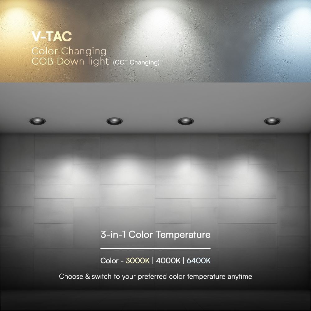 V-TAC LED-Einbauleuchte VT-17018, EEK: F, W 18, 1860 lm, CCT, Ø 106 mm, schwarz V-TAC LED-Einbauleuchte VT-17018, EEK: F, W 18, 1860 lm, CCT, Ø 106 mm, schwarz