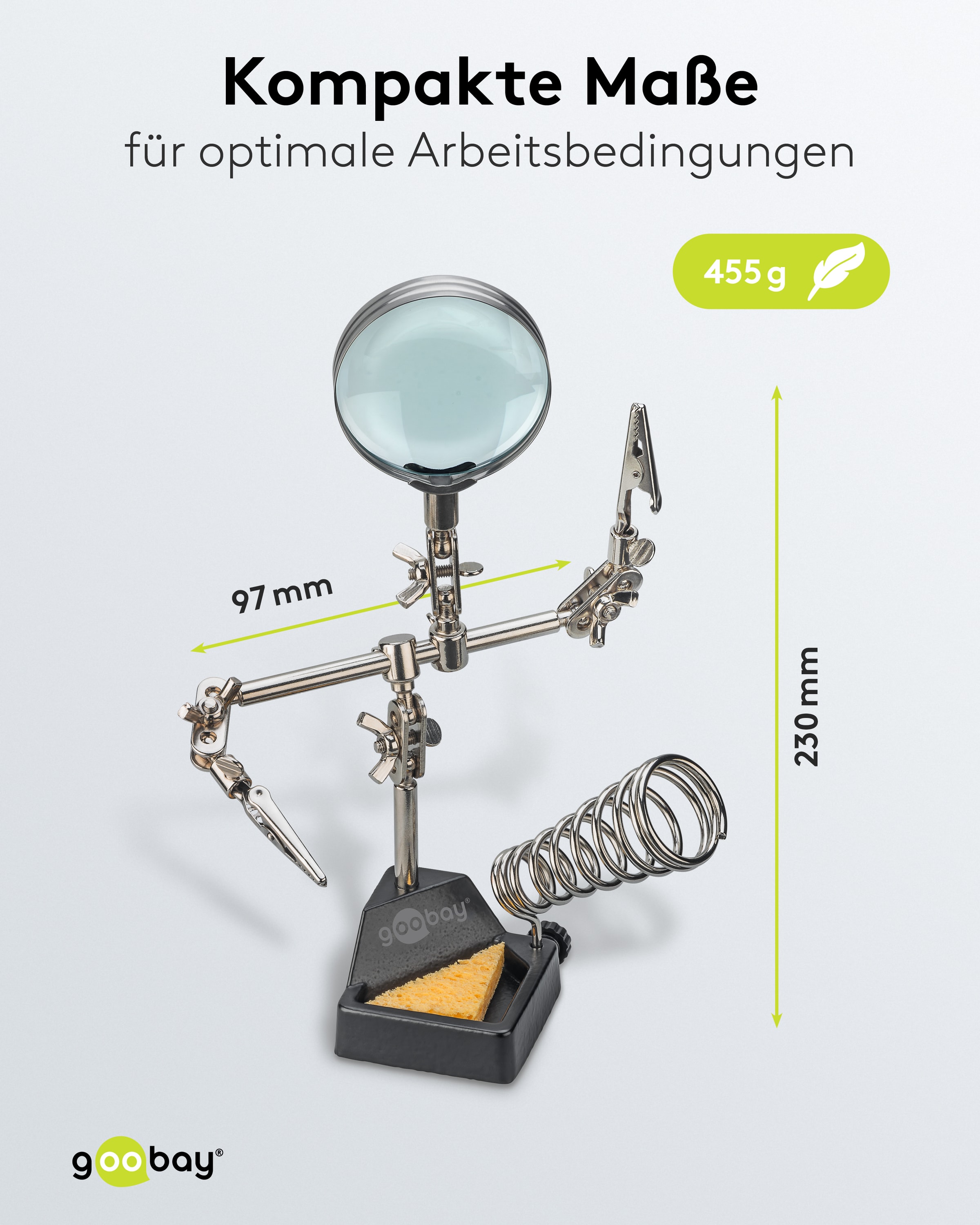 GOOBAY Dritte Hand, 76560, mit Lupe und Lötkolbenständer GOOBAY Dritte Hand, 76560, mit Lupe und Lötkolbenständer