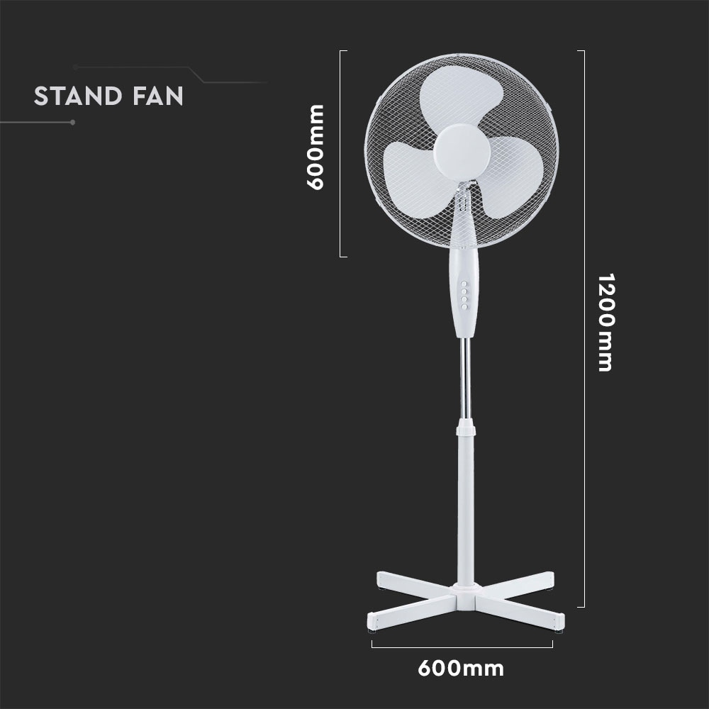 V-TAC Standventilator VT-4016-3, 40 W, 40 cm, weiß V-TAC Standventilator VT-4016-3, 40 W, 40 cm, weiß