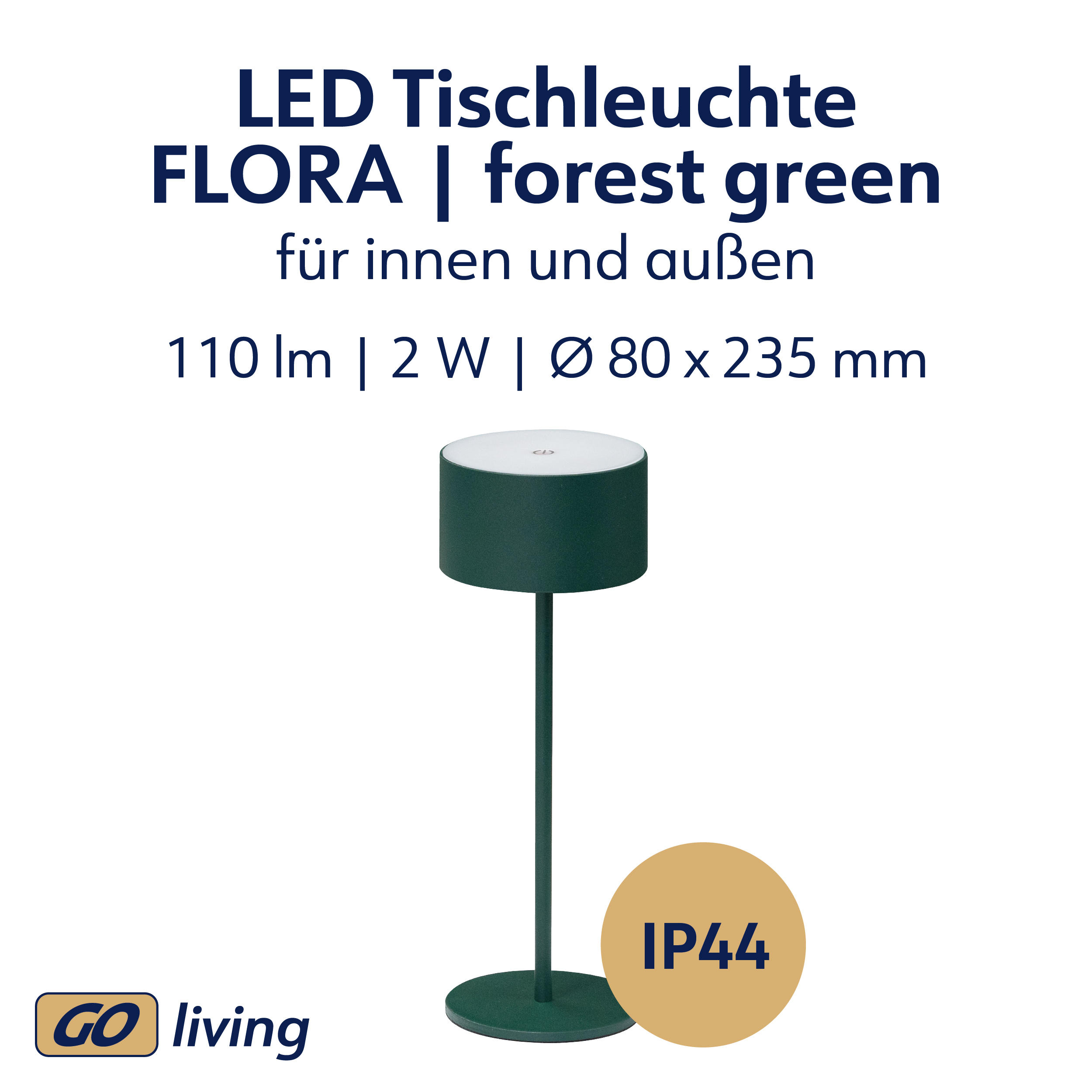 MÜLLER-LICHT LED-Akku-Tischleuchte Flora, 2 W, 110 lm, 3000 K, grün MÜLLER-LICHT LED-Akku-Tischleuchte Flora, 2 W, 110 lm, 3000 K, grün