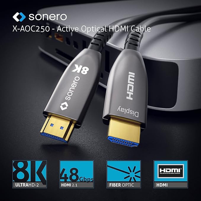 SONERO Aktives HDMI Kabel X-AOC250-200, AOC Extender Kabel 8K, 20m SONERO Aktives HDMI Kabel X-AOC250-200, AOC Extender Kabel 8K, 20m