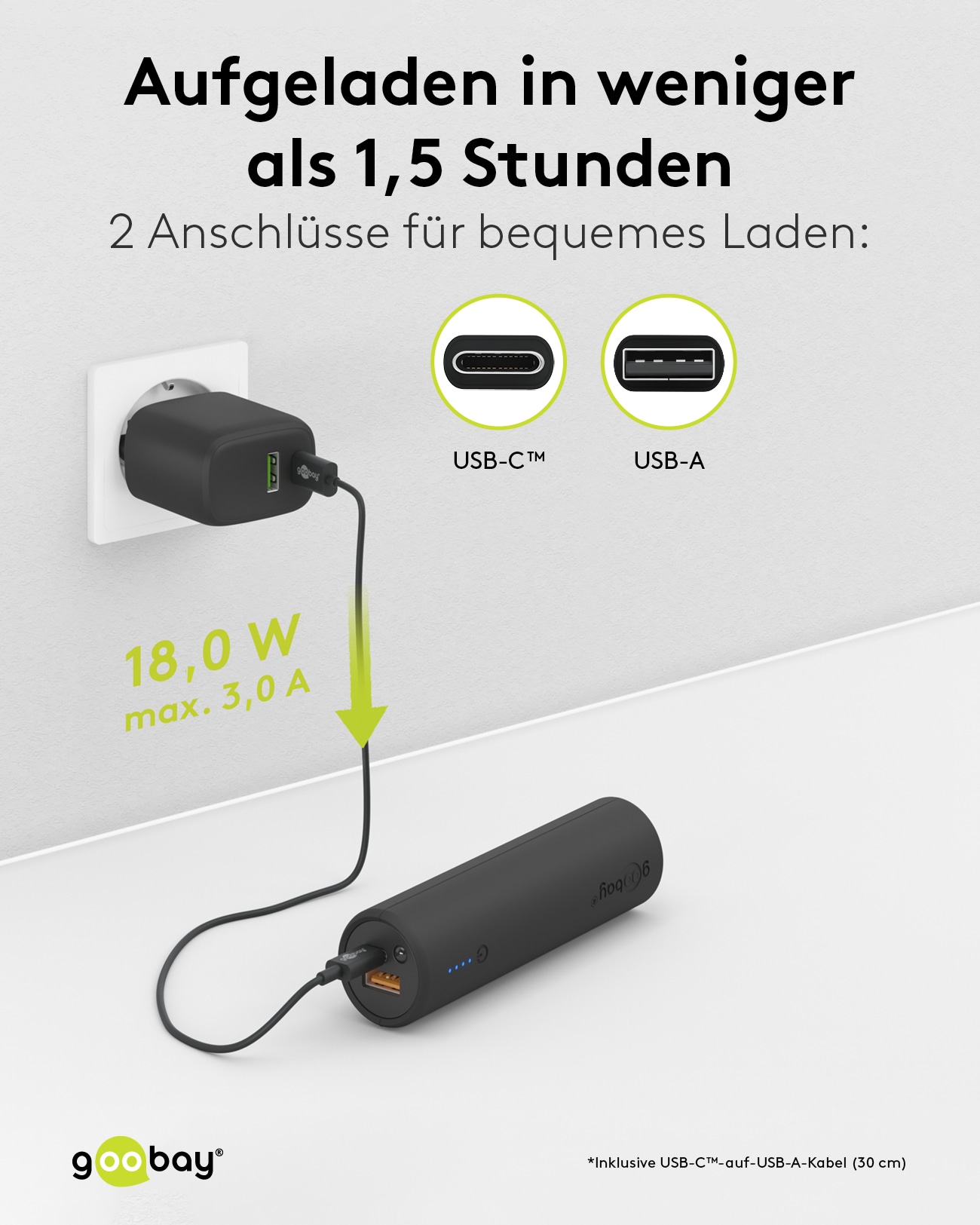 GOOBAY Bike Powerbank 60656, 5000mAh, QC/PD, mit Halterung GOOBAY Bike Powerbank 60656, 5000mAh, QC/PD, mit Halterung