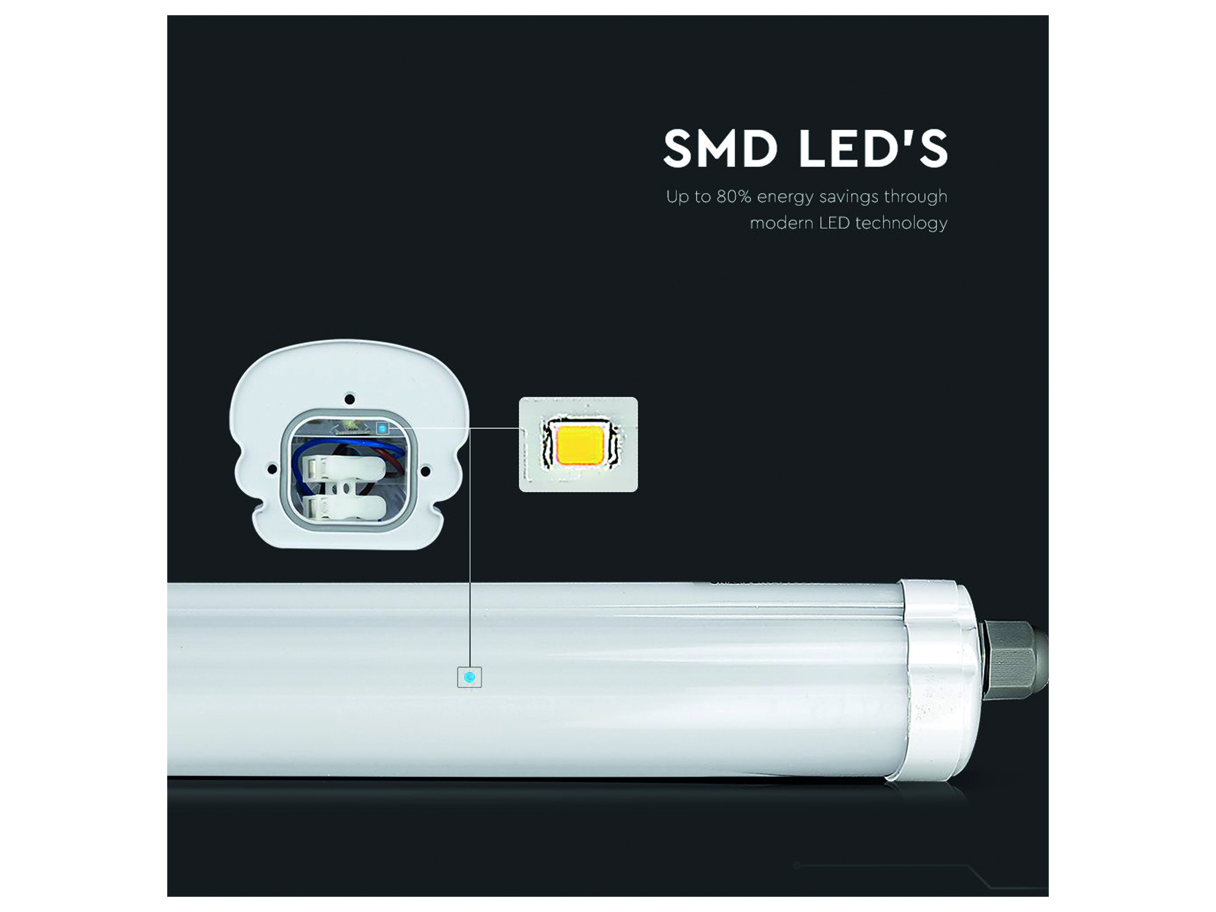 V-TAC LED-Feuchtraum-Wannenleuchte VT-1574-N, EEK: E, 48 W, 5760 lm, 6500 K, 1500 mm V-TAC LED-Feuchtraum-Wannenleuchte VT-1574-N, EEK: E, 48 W, 5760 lm, 6500 K, 1500 mm