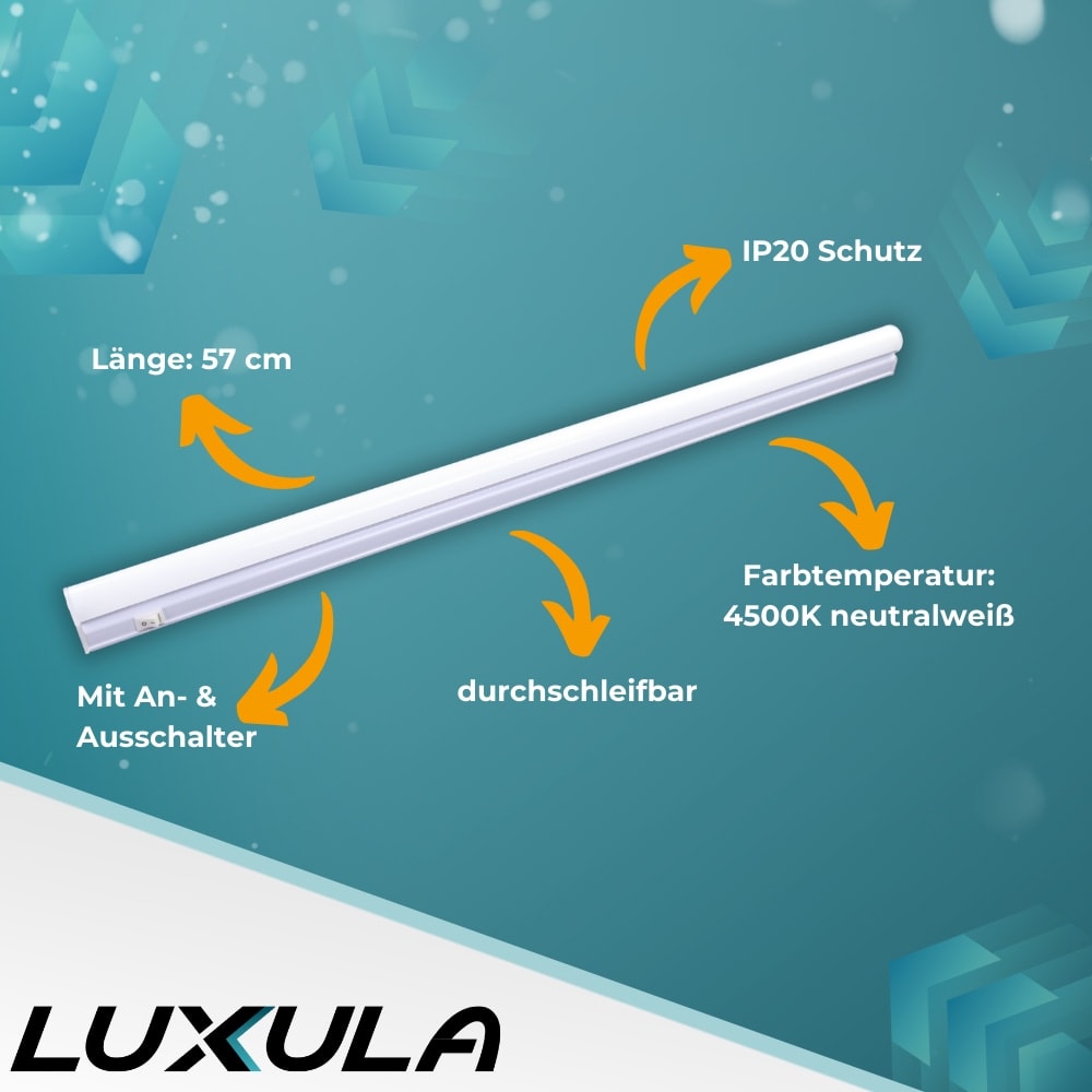 LUXULA LED-Unterbauleuchte, EEK: F, 8W, 720lm, 4500K, 57cm, weiß LUXULA LED-Unterbauleuchte, EEK: F, 8W, 720lm, 4500K, 57cm, weiß