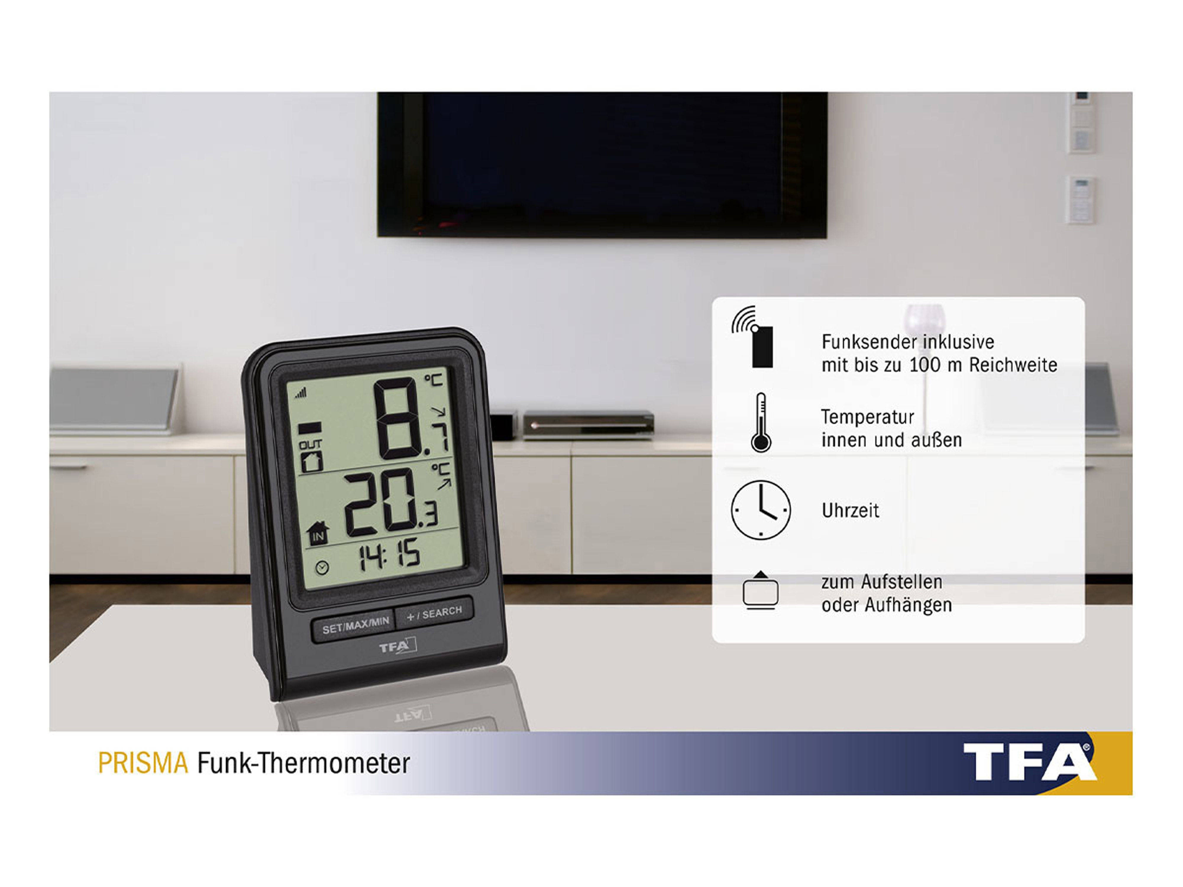 TFA Funk-Thermometer Prisma 30.3063.01 TFA Funk-Thermometer Prisma 30.3063.01