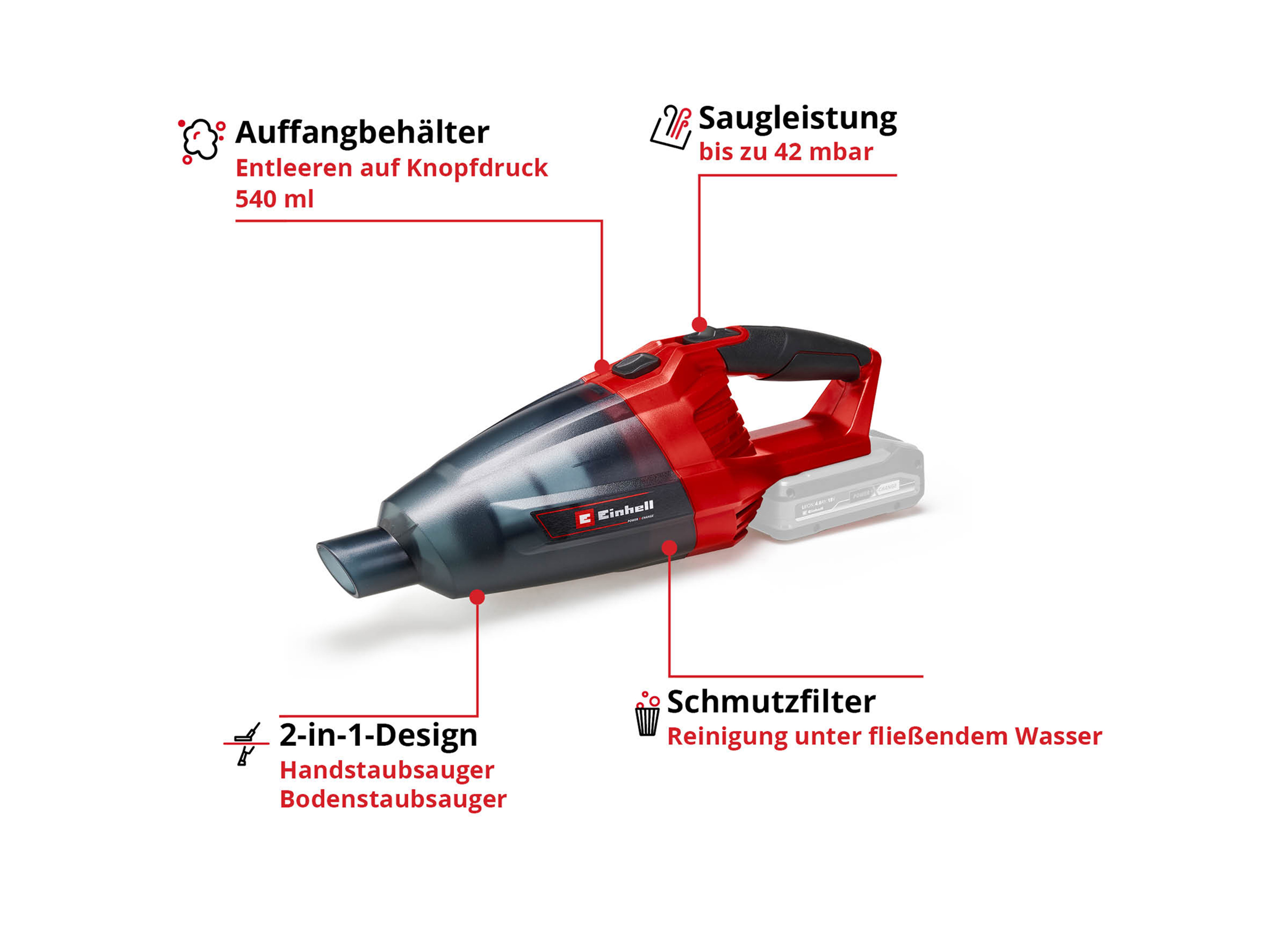 EINHELL Akku-Handstaubsauger 2347120, TE-VC 18 Li Solo